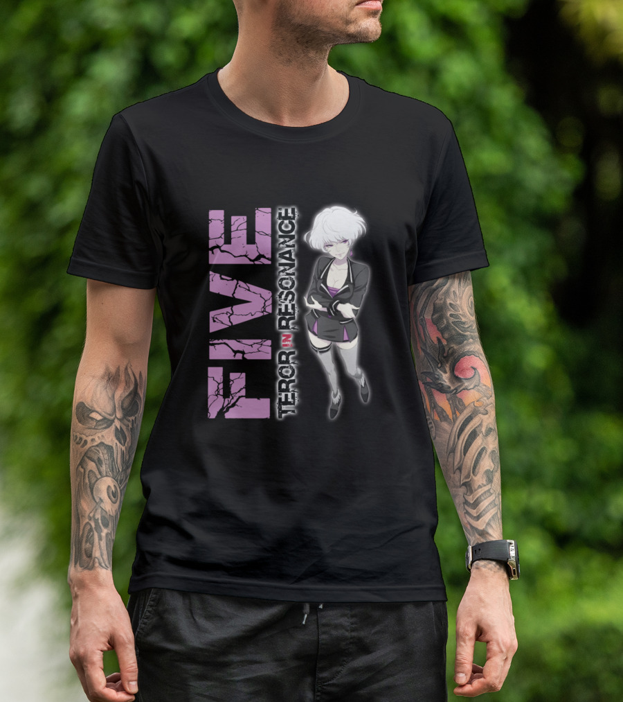 FIVE In Terror In Resonance Anime Character And Text T-Shirt