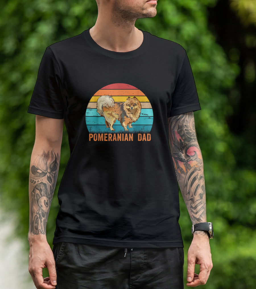 Pomeranian Dad Vintage Retro Mens T-Shirt