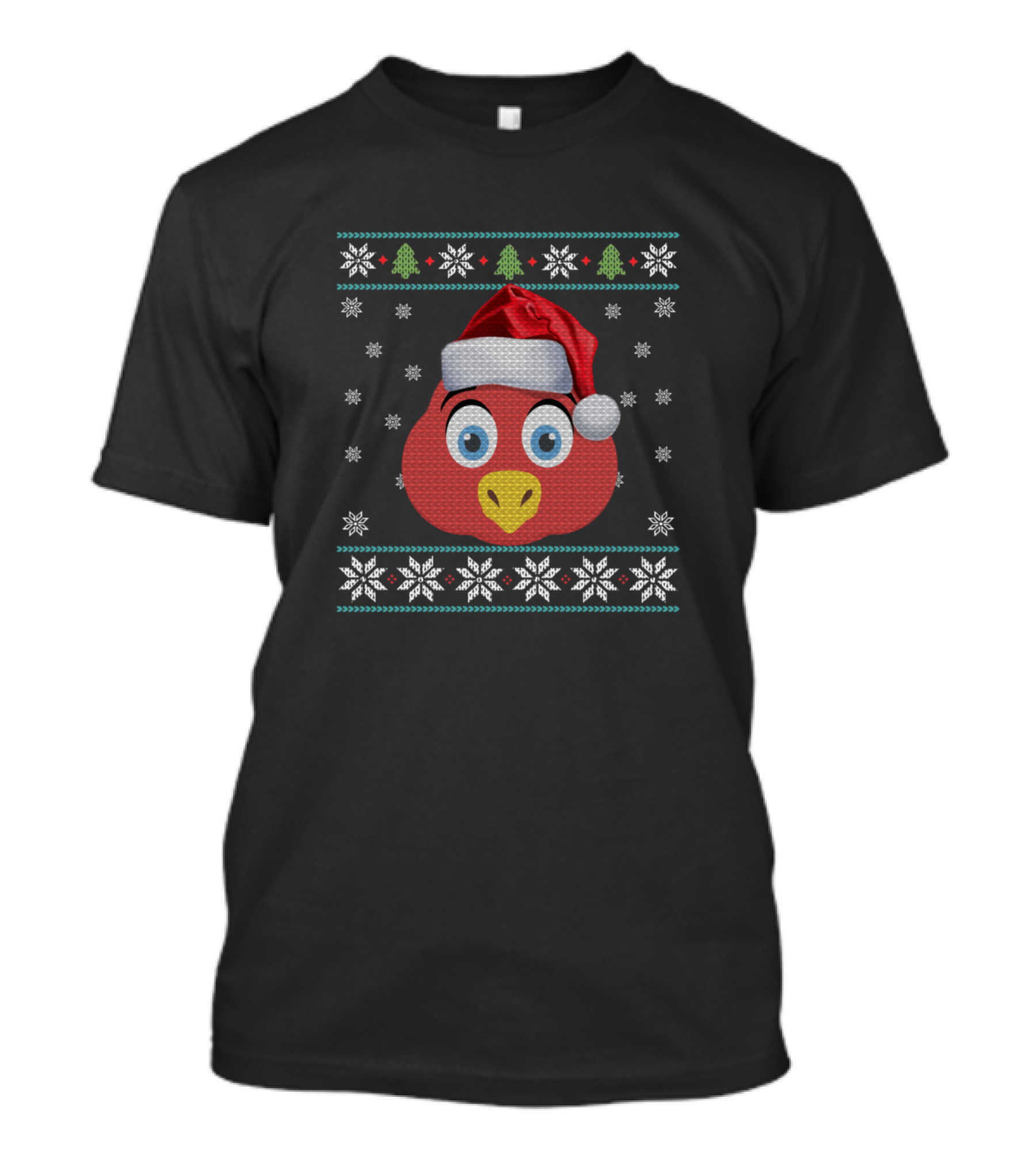 Christmas Bird Santa Hat Snowflakes Ugly T-Shirt