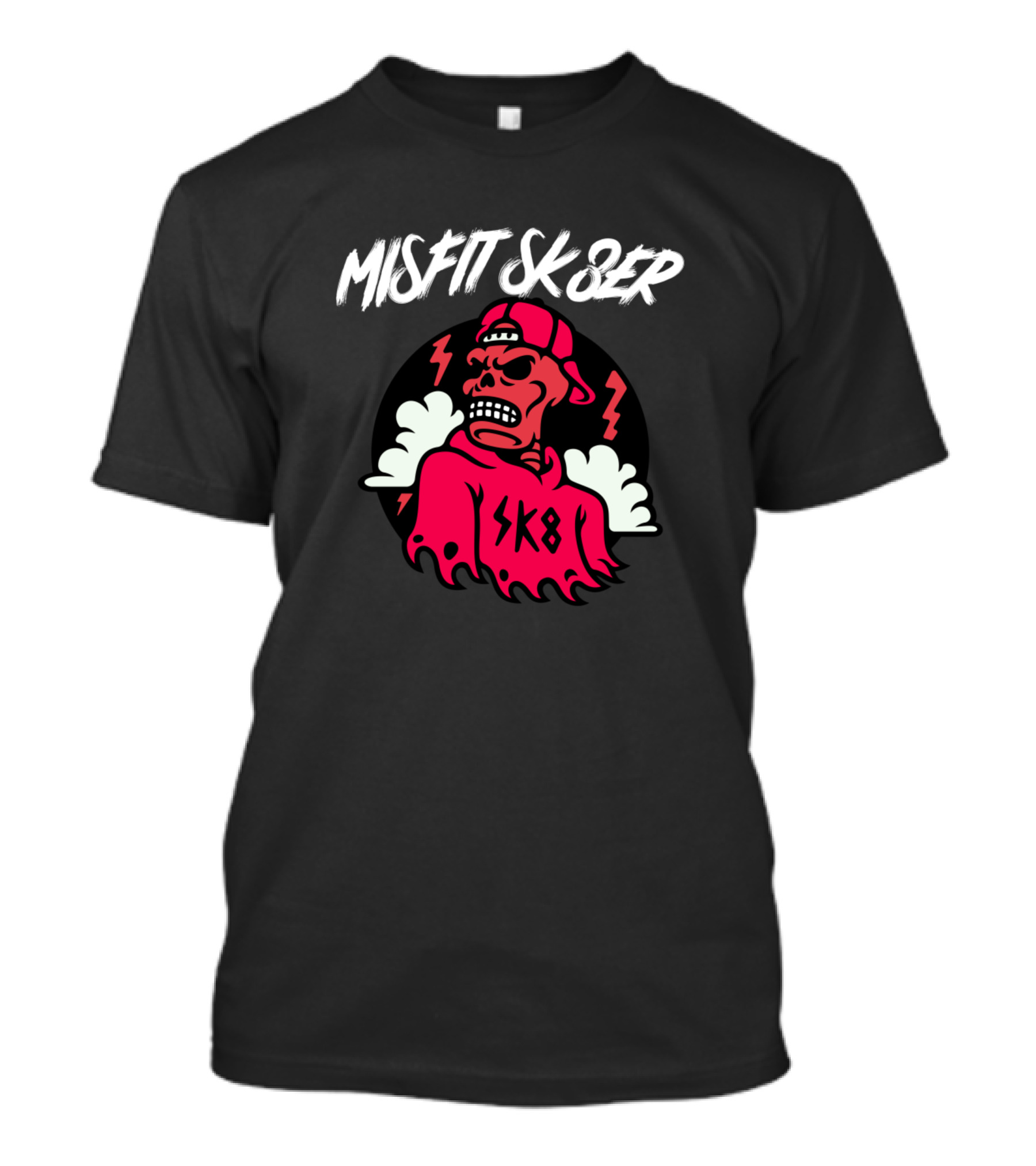 MISFIT SK8ER SKULL WITH LIGHTNING AND CLOUDS T-Shirt