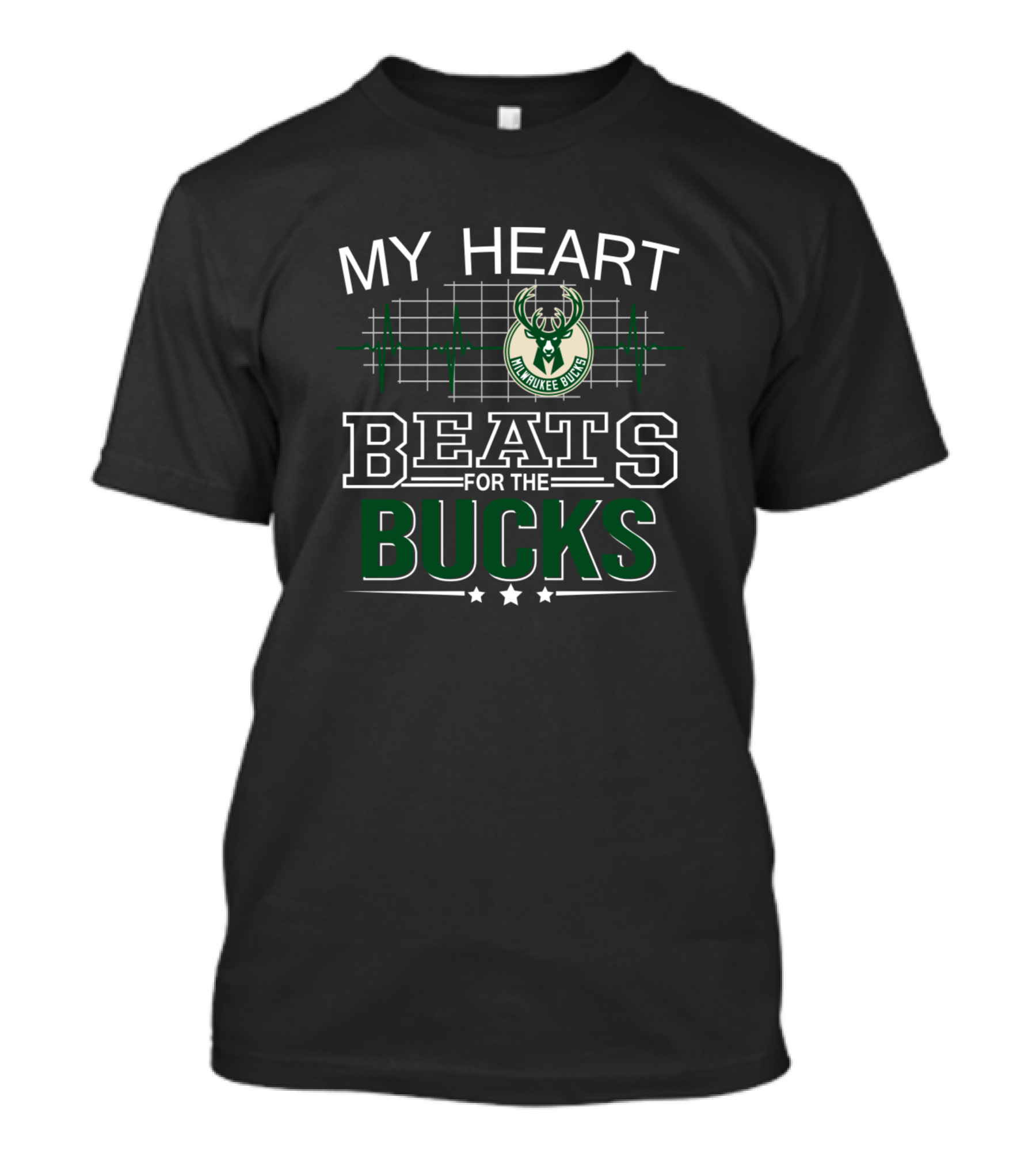 MY HEART BEATS FOR THE BUCKS MILWAUKEE BUCKS T-Shirt