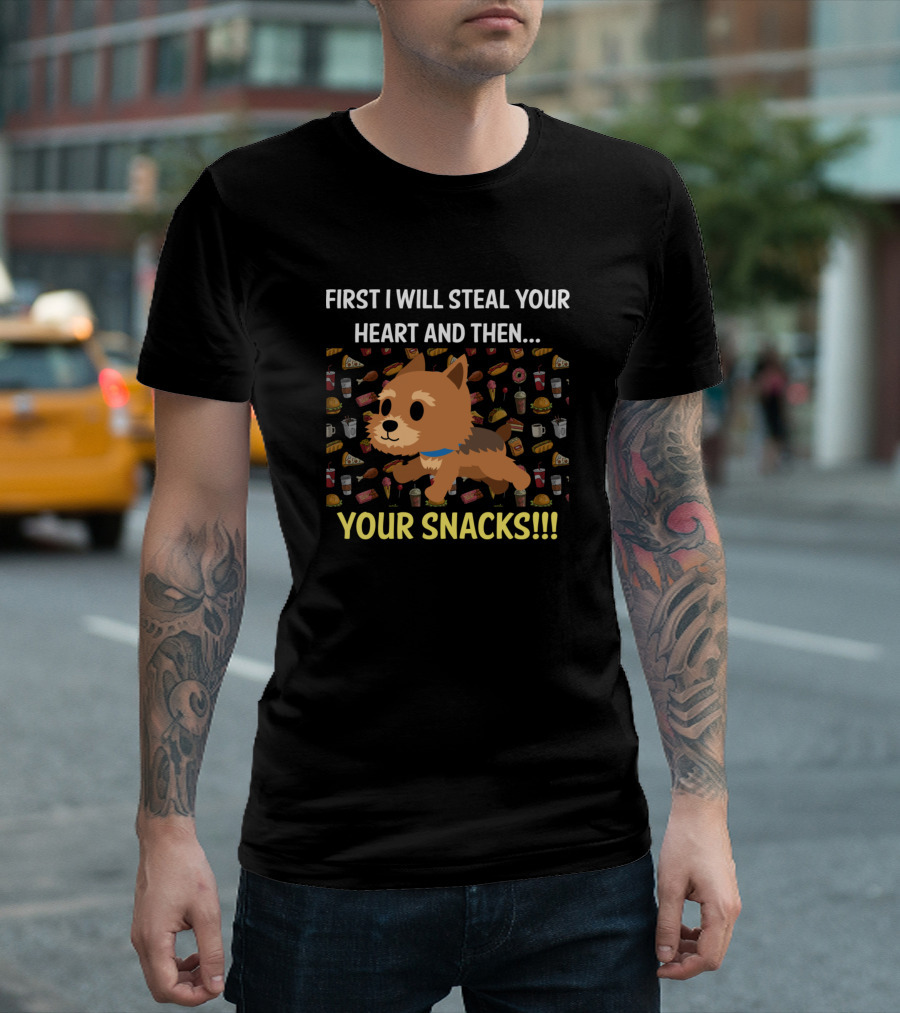 First I Will Steal Your Heart And Then Your Snacks Norwich Terrier T-Shirt