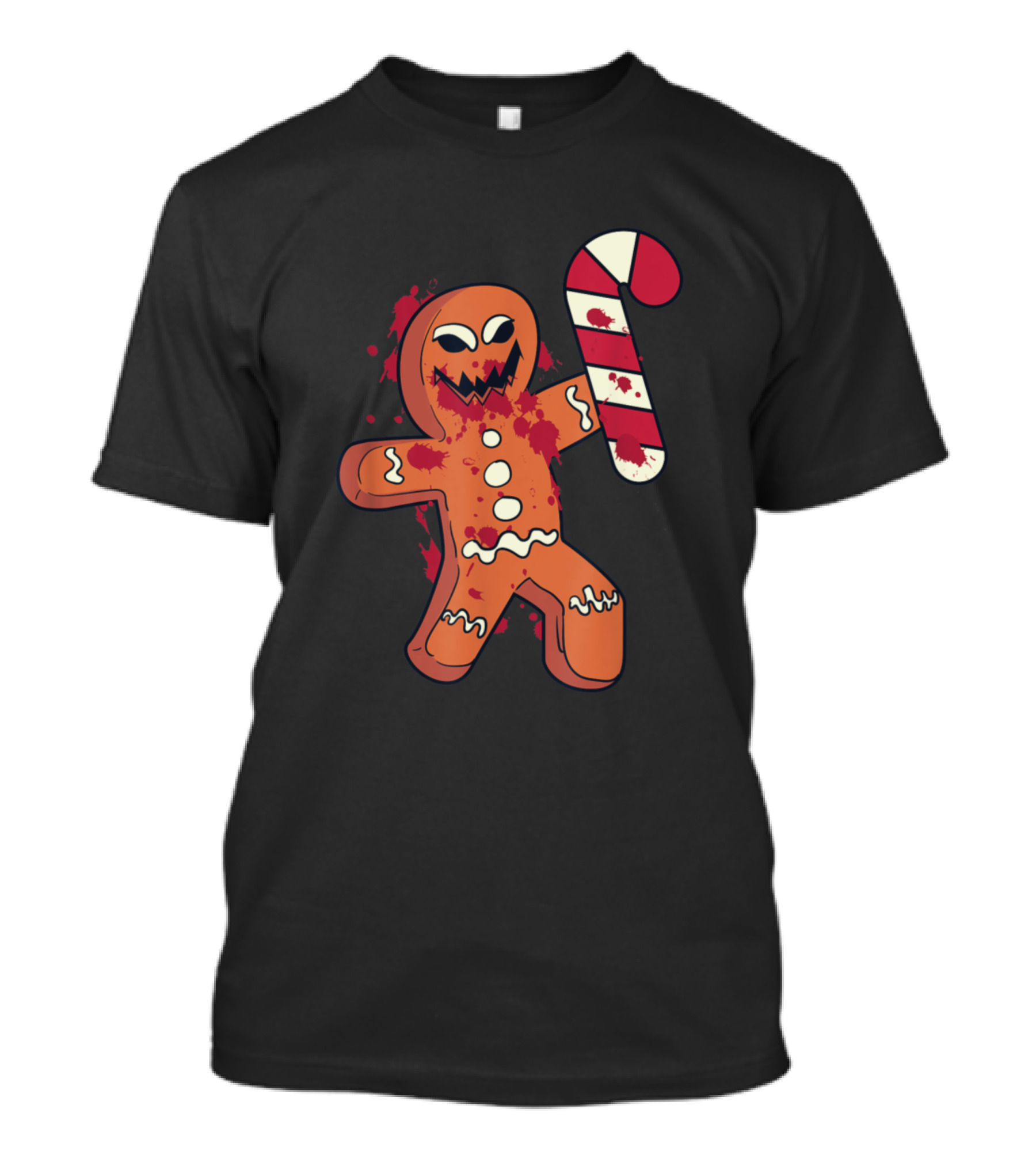 Plaid And Leopard Xmas Trees Christmas Red Truck Creepy Gingerbread Candy Cane T-Shirt