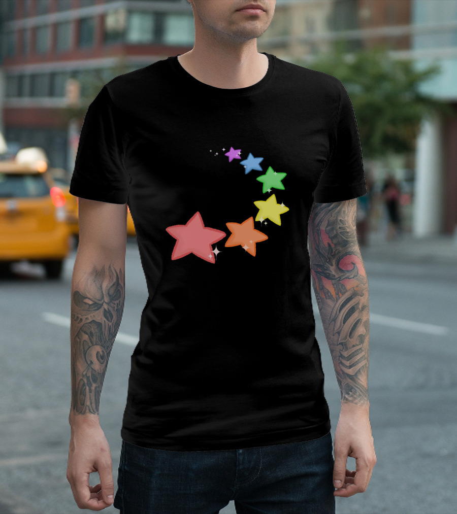 Rainbow Star Trail Sparkling Colorful Path T-Shirt