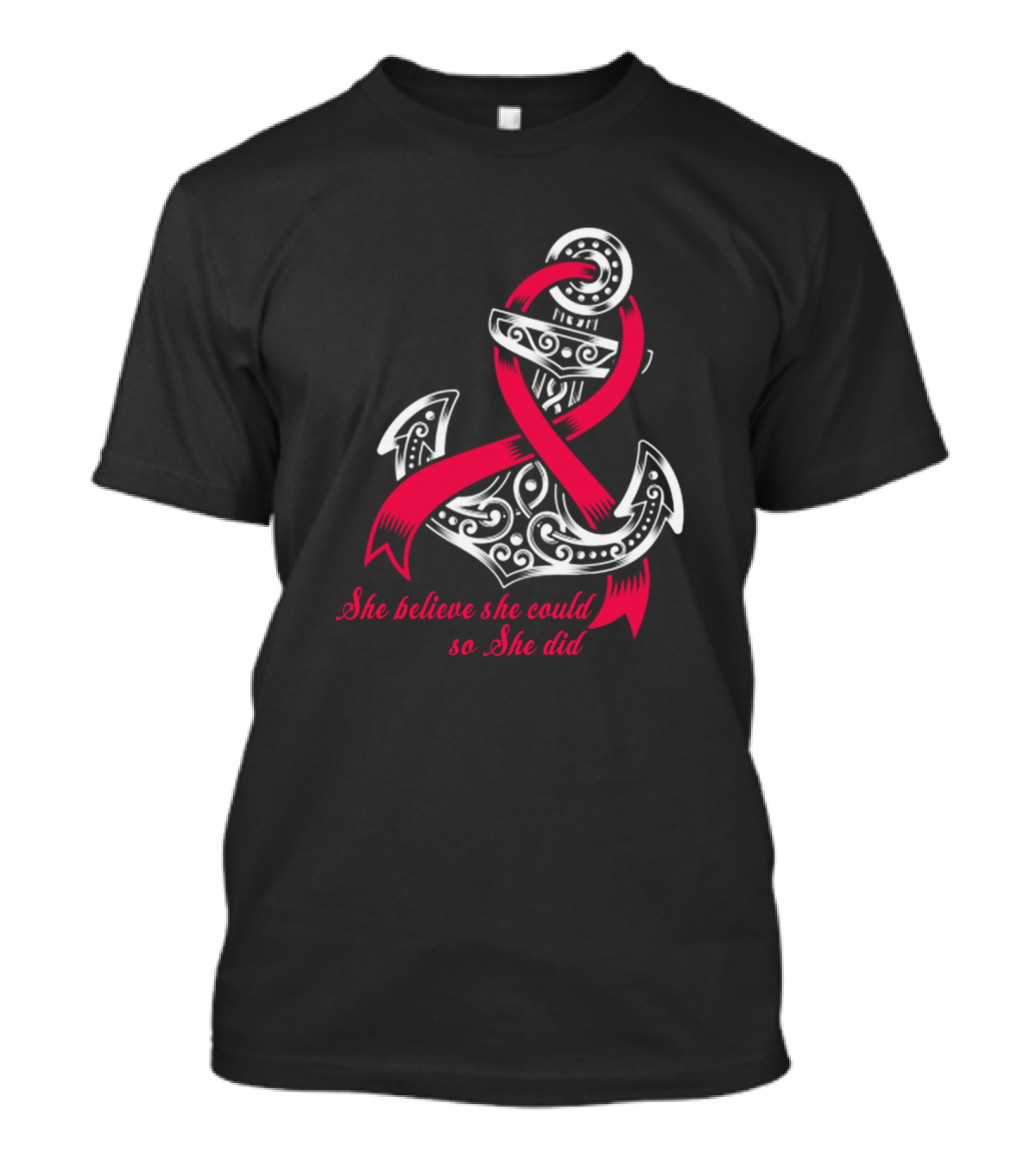 She Believe She Could So She Did Hemophilia Awareness Anchor With Red T-Shirt