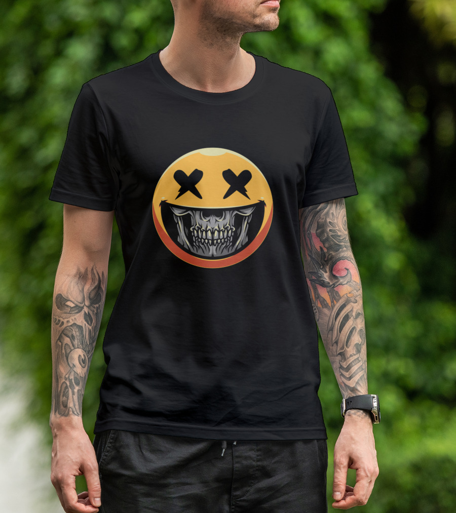 Skull Emotions Creepy Smile Emoji T-Shirt