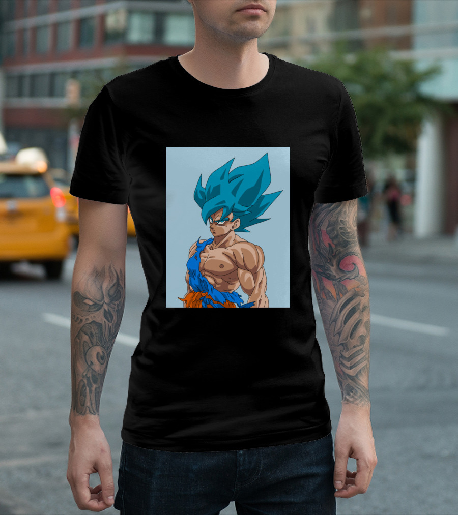Super Saiyan Blue Goku Powerful Anime Warrior Transformation T-Shirt