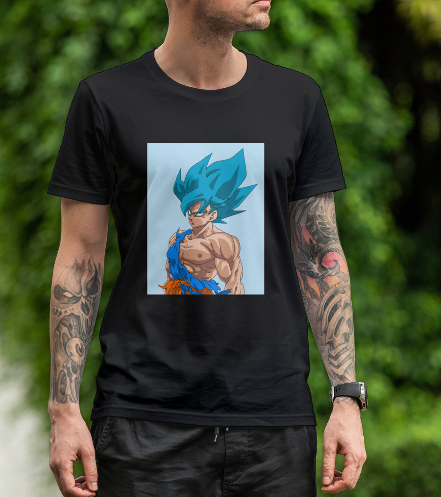 Super Saiyan Blue Goku Powerful Anime Warrior Transformation T-Shirt