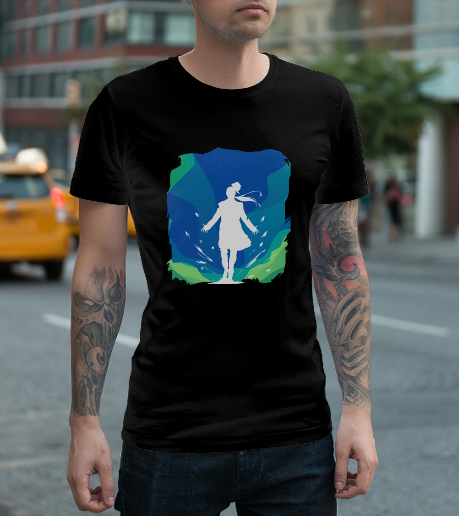 Avatar Airbender Silhouette with Elemental Waves T-Shirt