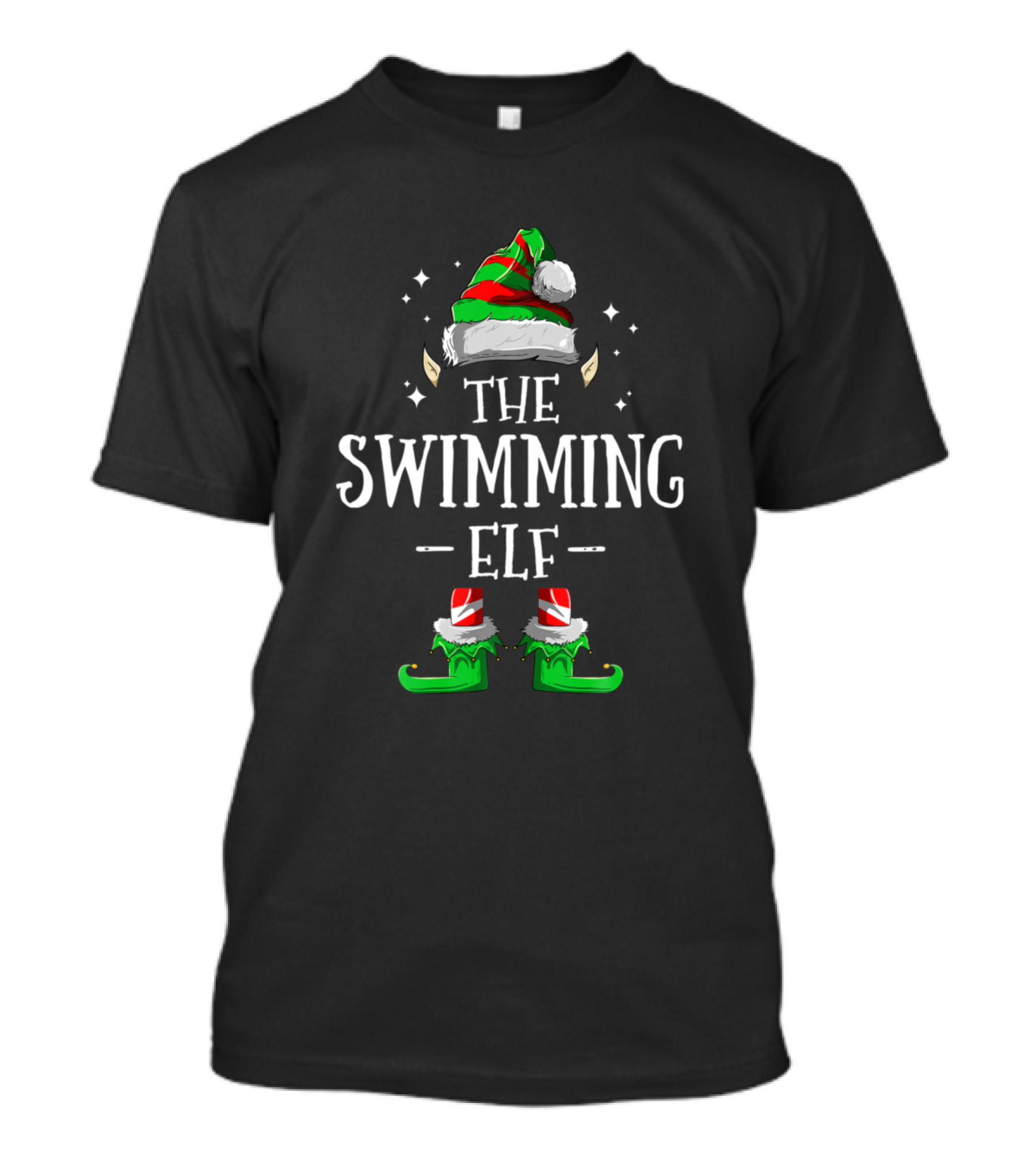 The Swimming Elf Matching Family Group Festive Holiday T-Shirt