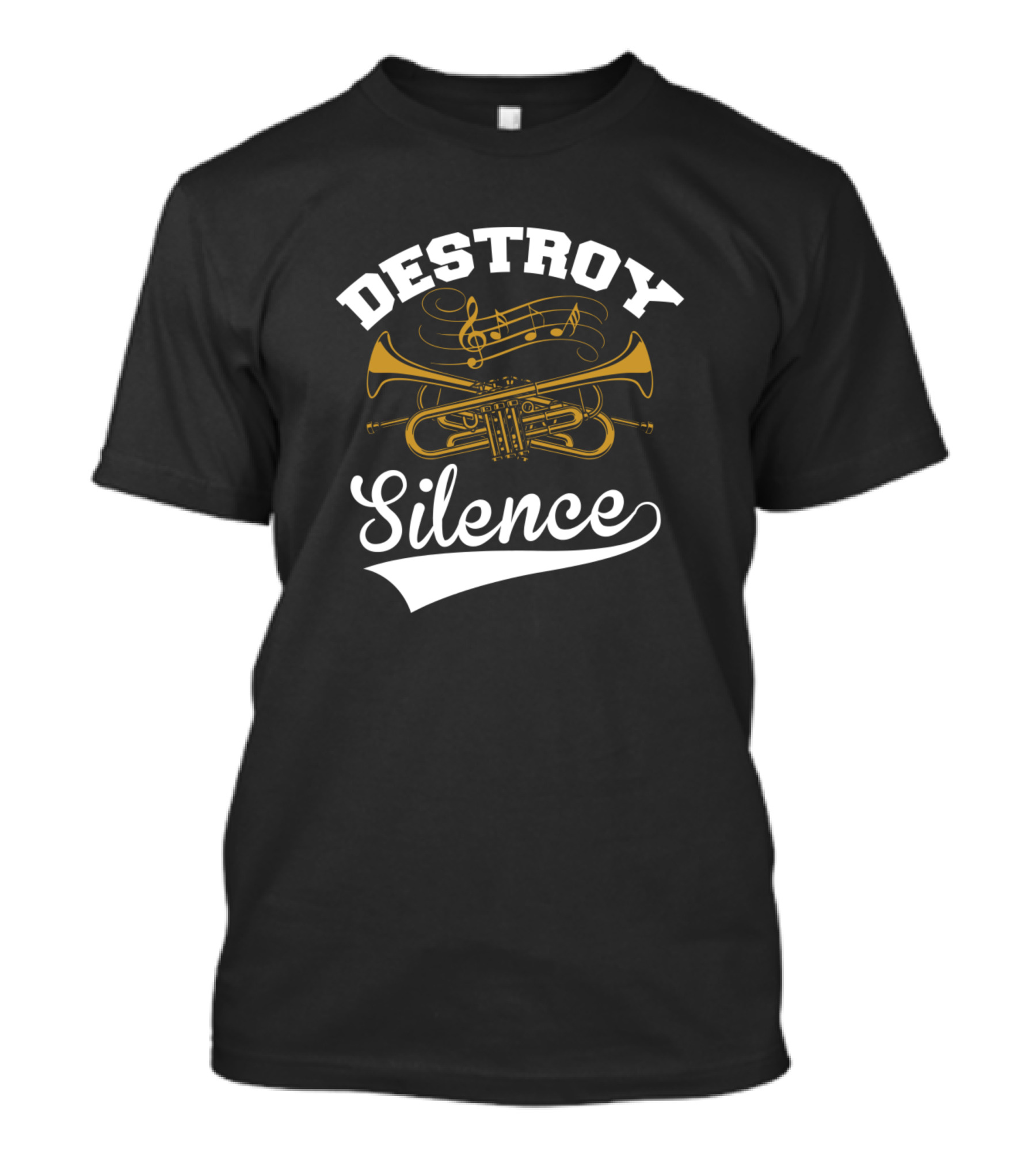 Destroy Silence Trumpets Wind Instrument Musicians Concert T-Shirt