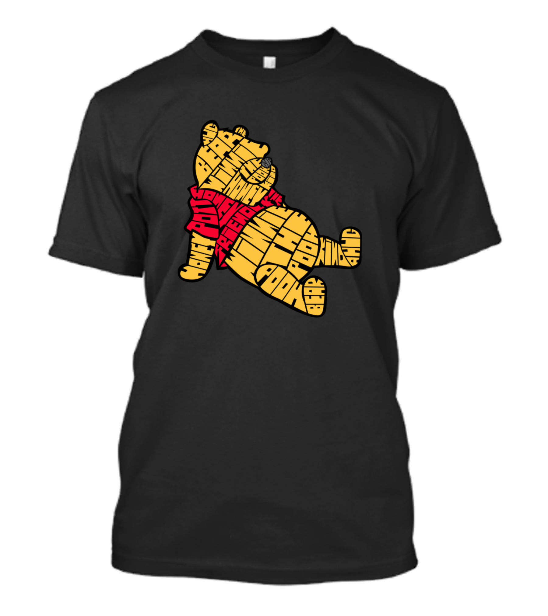 Winnie The Pooh Friend Calligram Bear Hunny Balloon Piglet Eeyore Tigger Owl Kangaroo Roo Rabbit Pooh Bah ABC T-Shirt