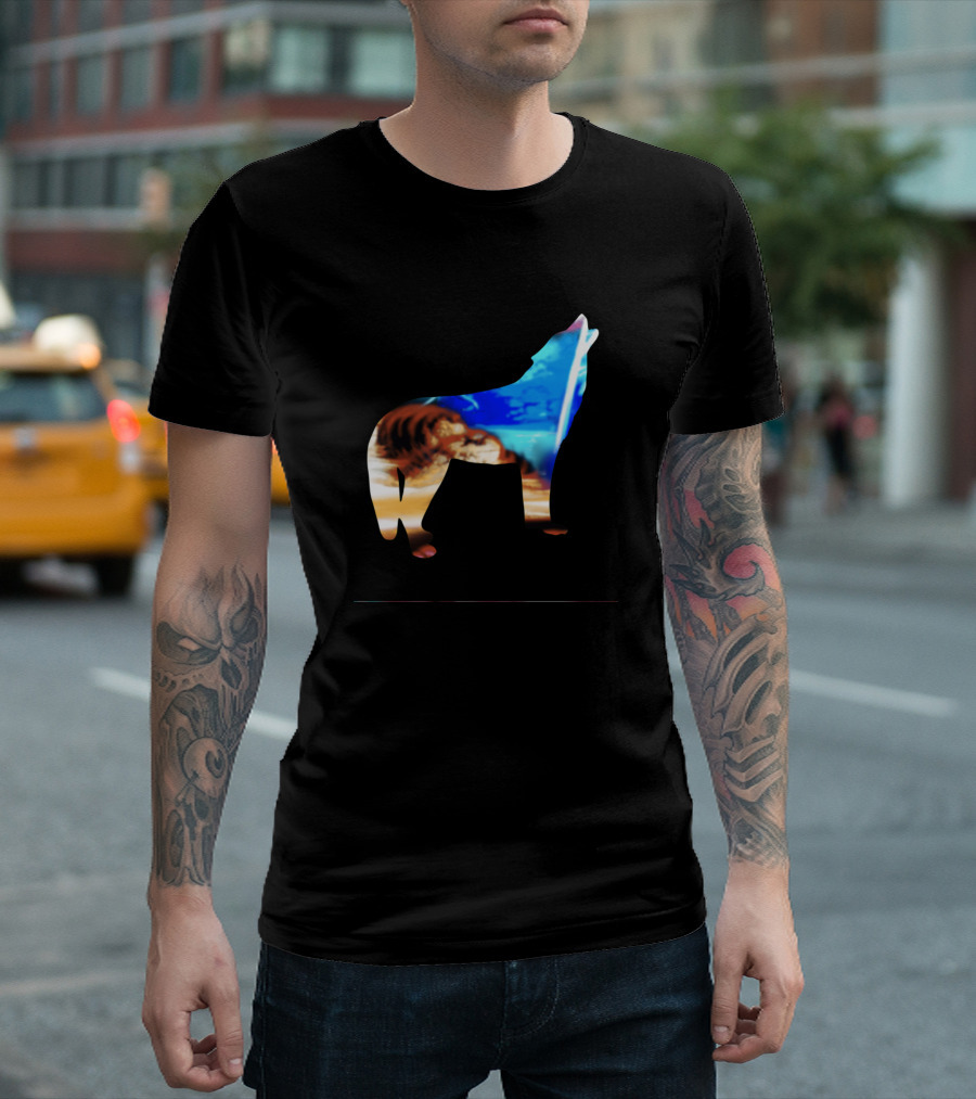 Wolf Dog Animal 429 Mountain Sea Sky T-Shirt