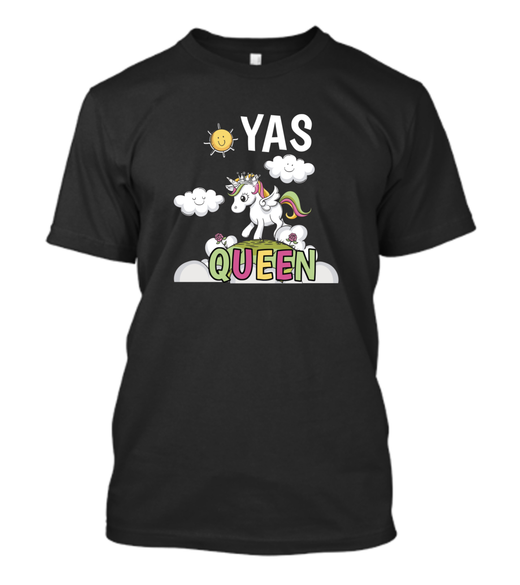 Yas Queen Unicorn With Sun And Clouds T-Shirt