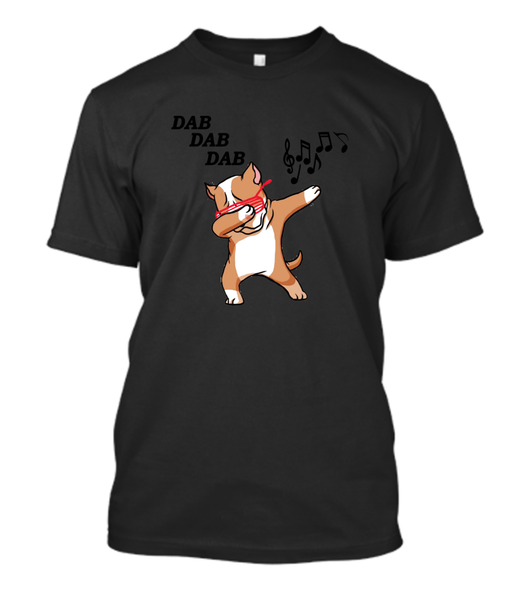 Dab Dab Dab Dogs Dabbing Music Notes Pittie T-Shirt