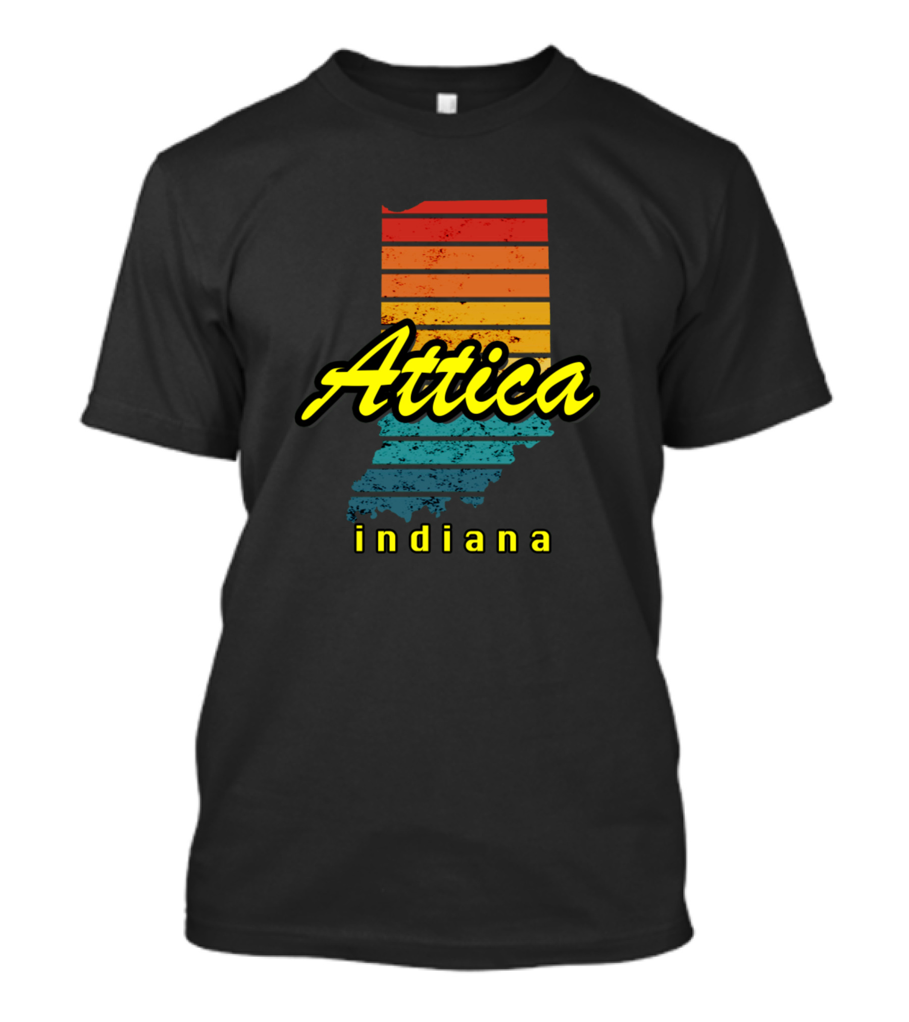 Attica Indiana Vintage State Outline T-Shirt