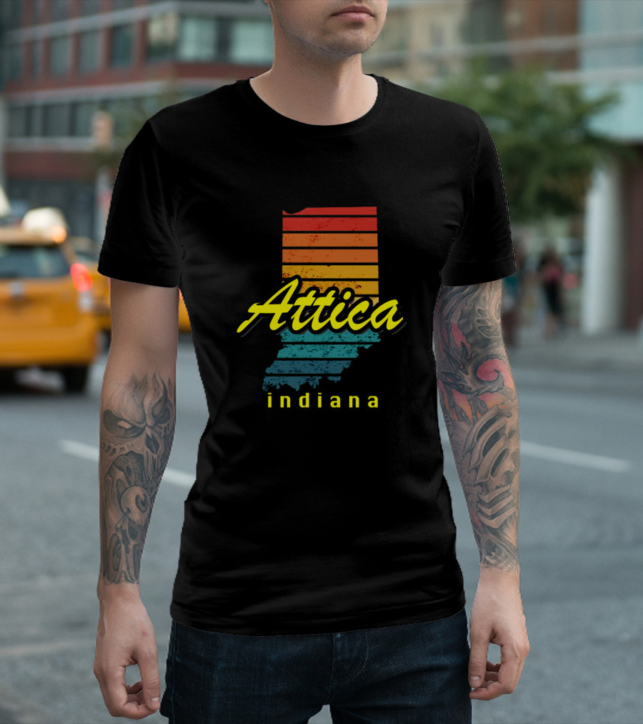 Attica Indiana Vintage State Outline T-Shirt