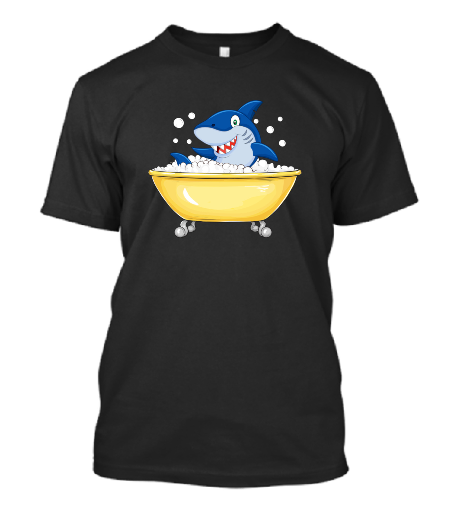 Bath Time Soap Bubbles Shark Lovers In Yellow Tub T-Shirt