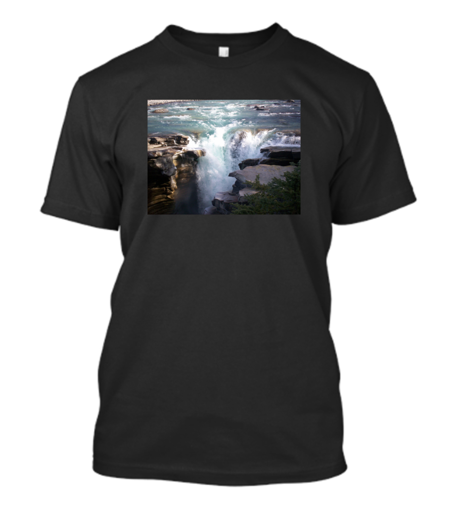 Beautiful Waterfall In The Canadian Rocky Mountains Majestic River Falls Scene T-Shirt