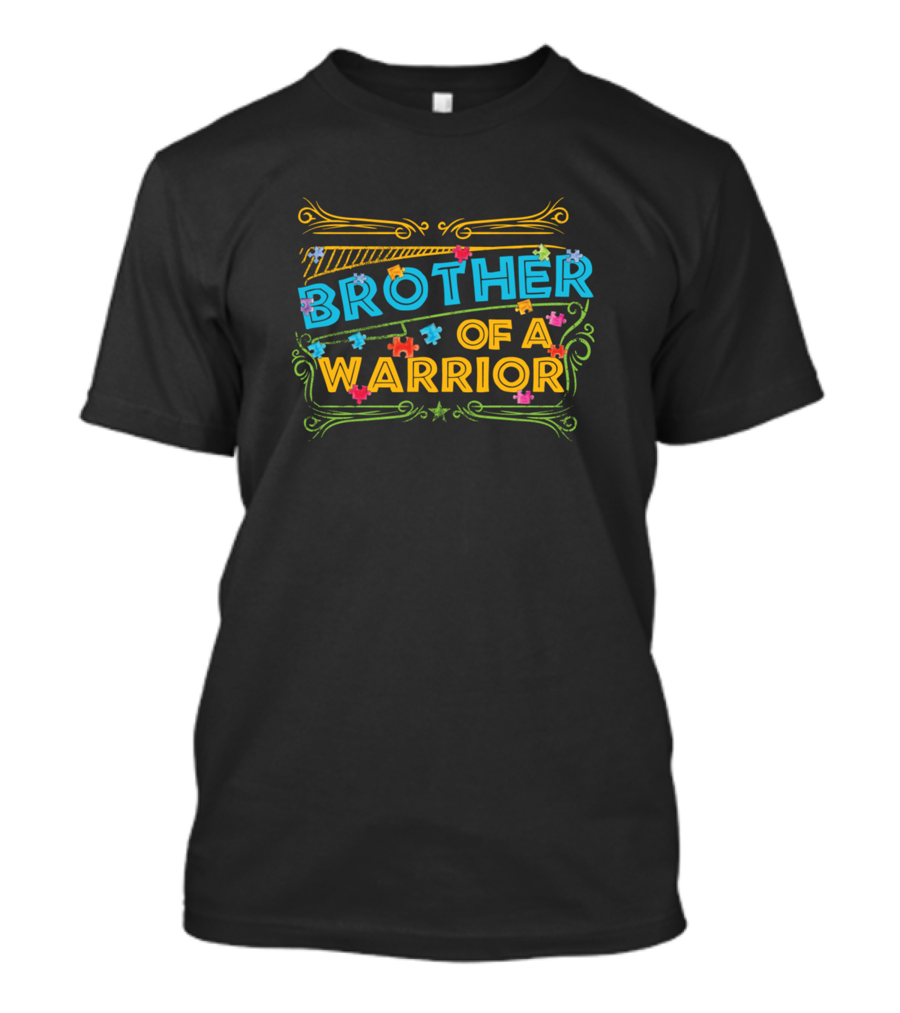 Brother Of A Warrior Colorful Puzzle Pieces T-Shirt
