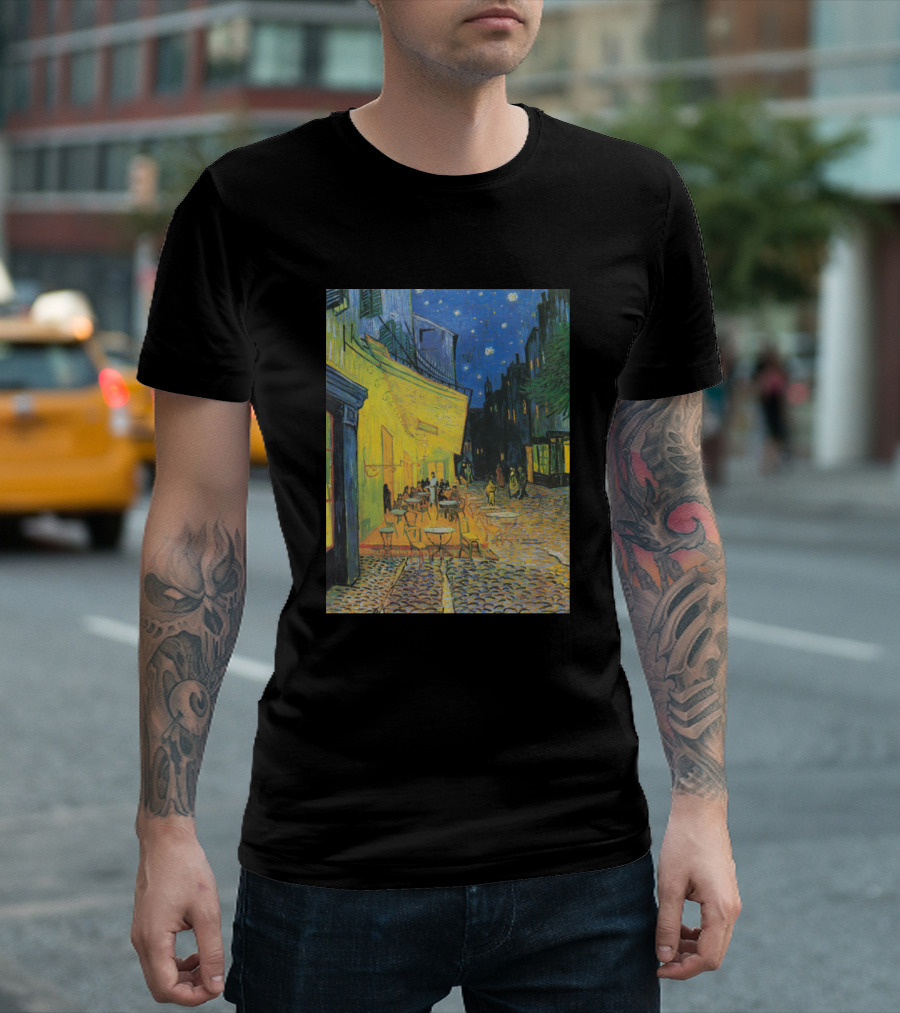 Cafe Terrace At Night Vincent Van Gogh Starry Painting T-Shirt