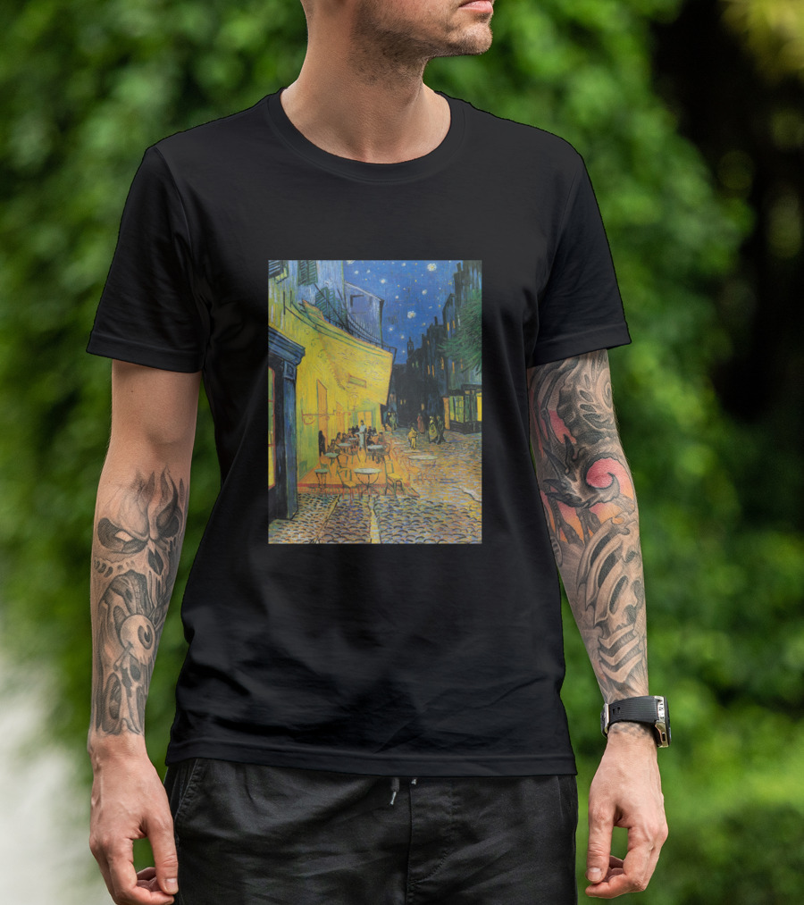 Cafe Terrace At Night Vincent Van Gogh Starry Painting T-Shirt