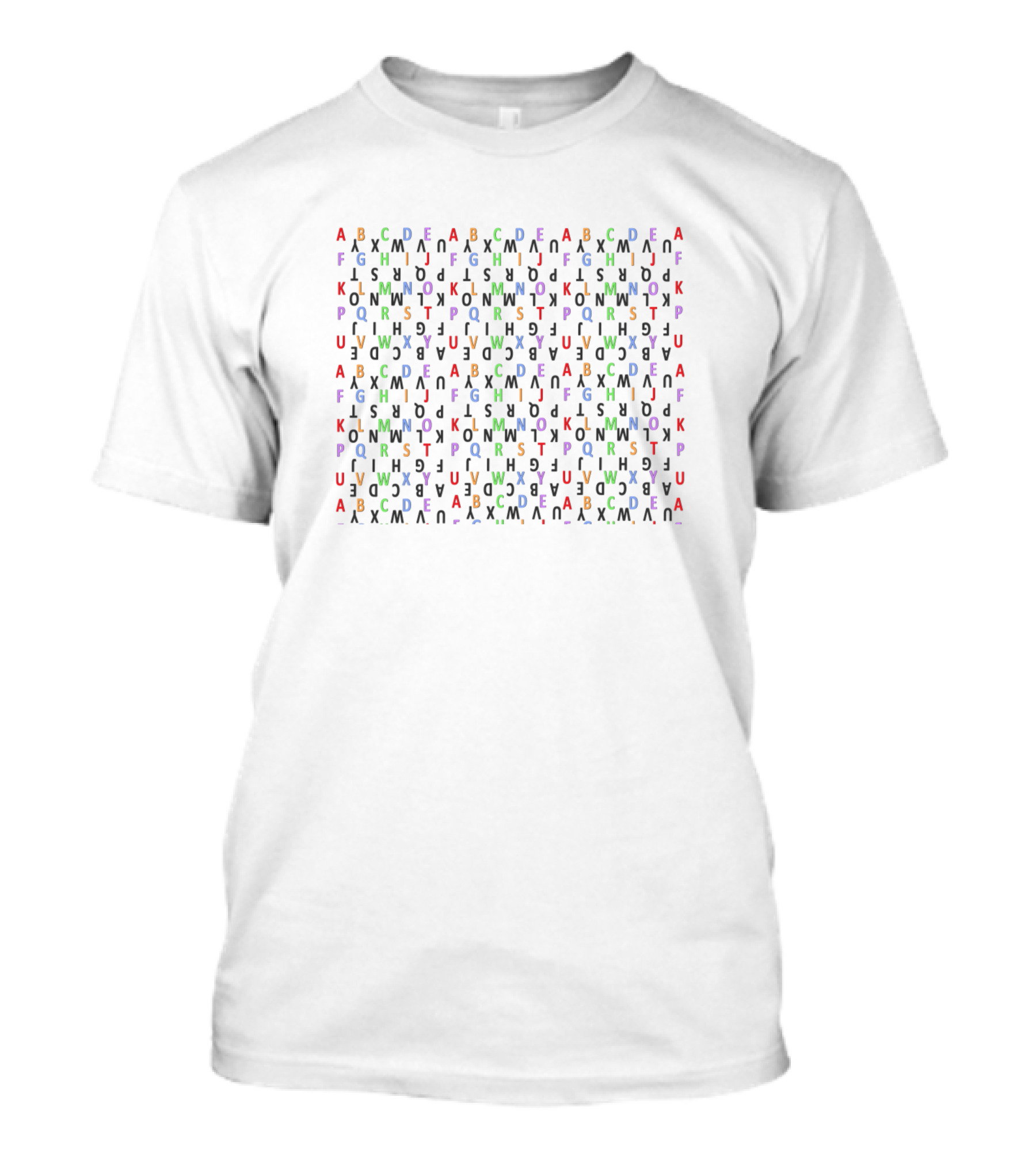 ABCDEF Colorful Alphabet Pattern Text Grid Multicolor Repetition T-Shirt