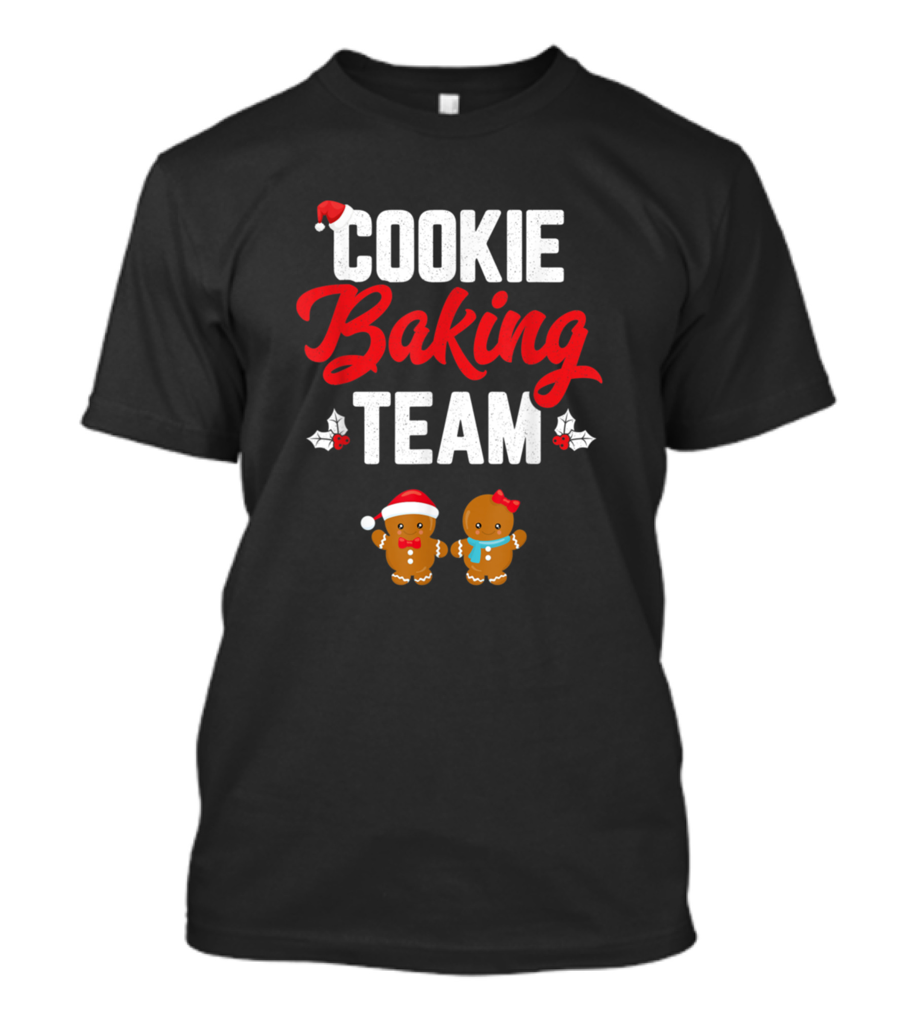 Cookie Baking Team Gingerbread Christmas Santa Hat Holly T-Shirt