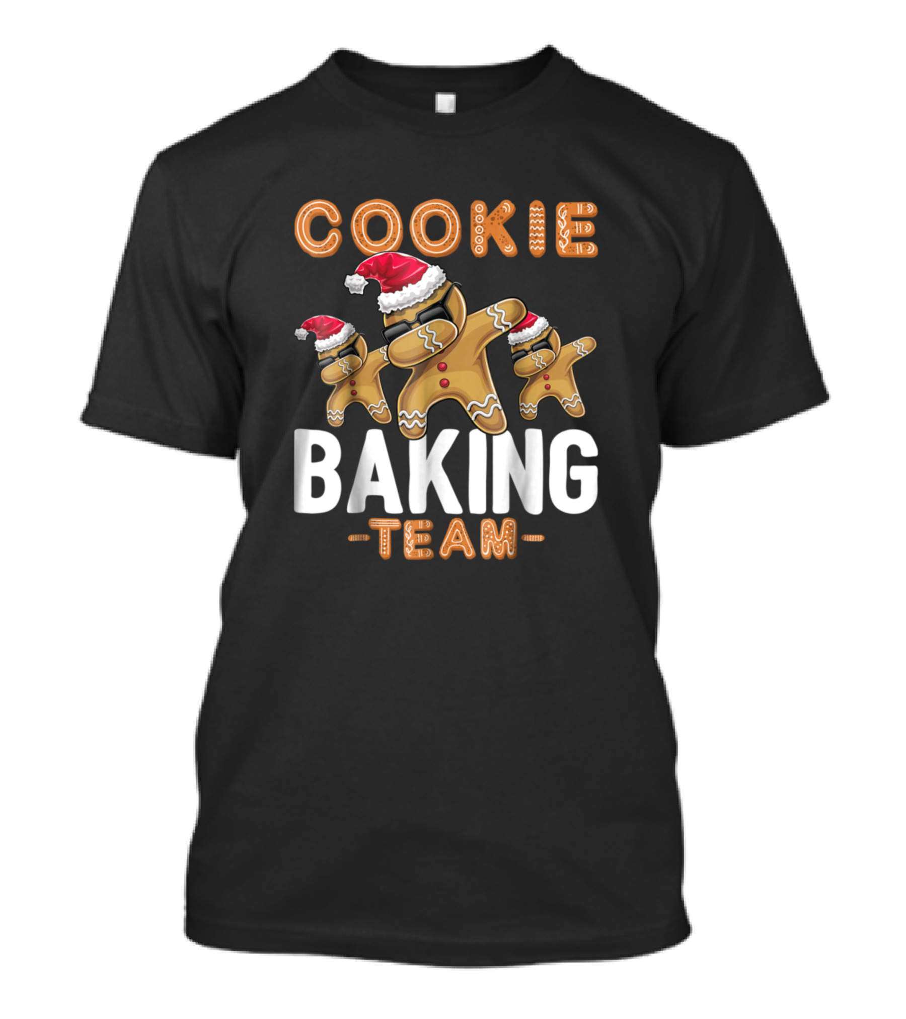 Cookie Baking Team Dabbing Gingerbread With Santa Hats T-Shirt