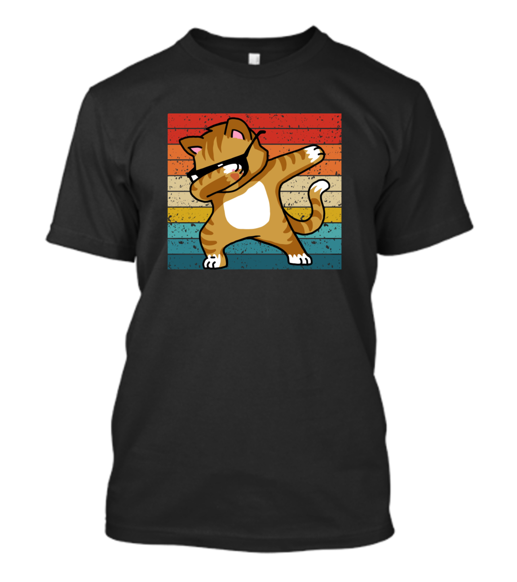 Dabbing Cat Dab Kitty Retro Cool Cat With Sunglasses T-Shirt