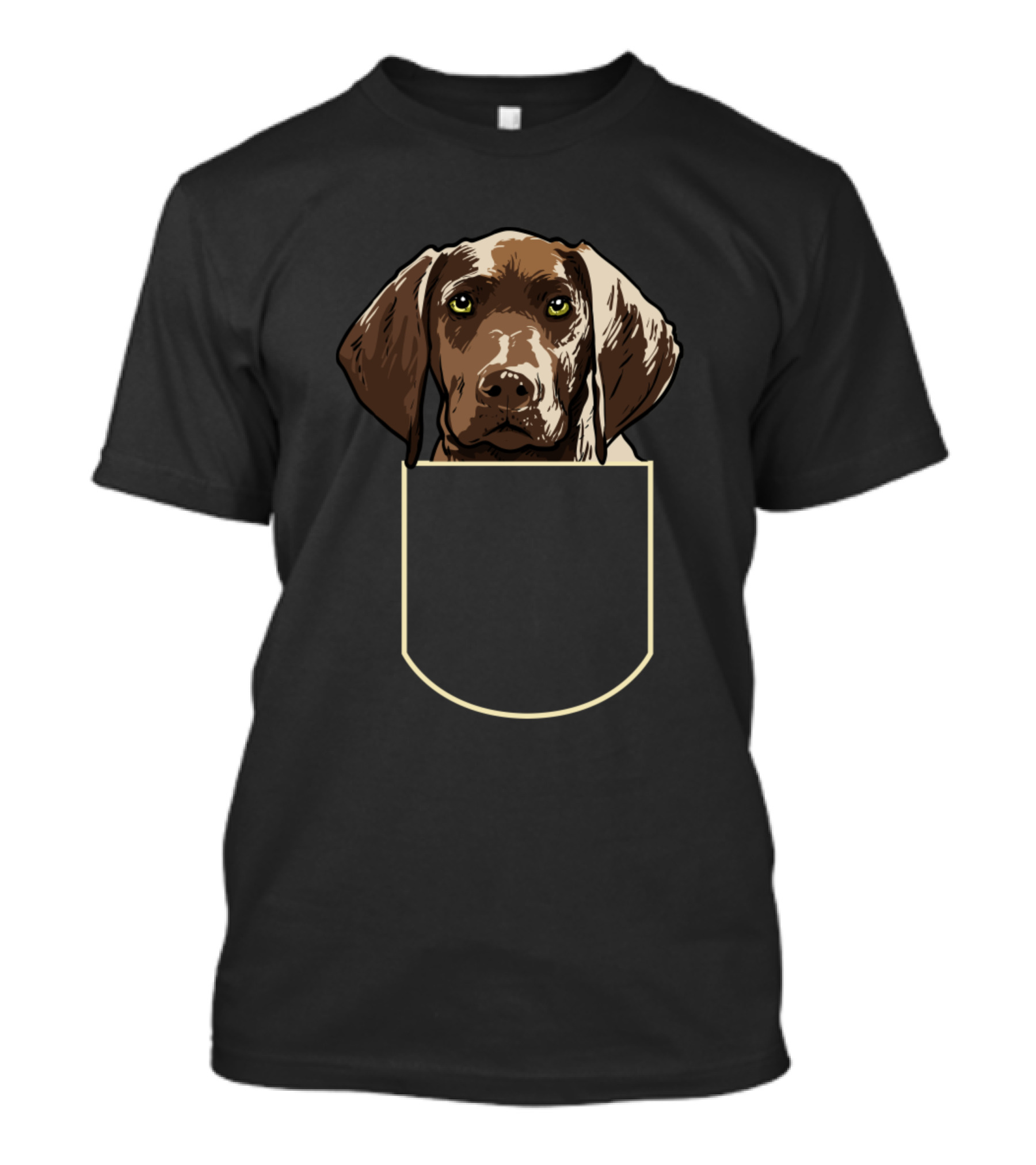 German Shorthaired Pointer In The Pocket Dog Brown Cartoon T-Shirt
