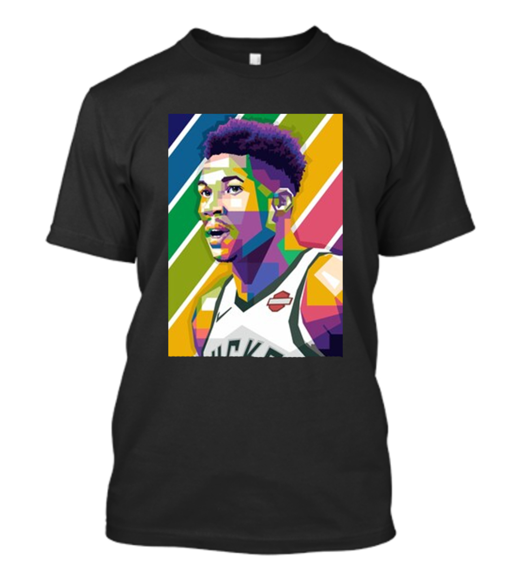 Giannis Antetokounmpo Bucks Retro Futuristic Multicolor T-Shirt