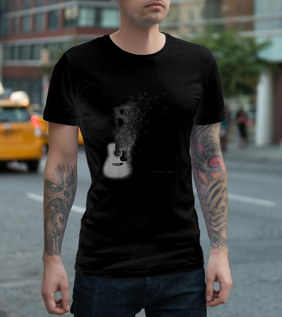 Guitar Music Notes Melting Effect T-Shirt