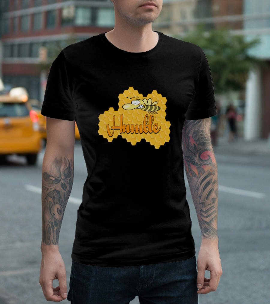 Humble Bee Honeycomb Illustration with Cartoon Bee T-Shirt
