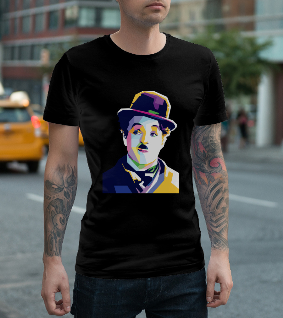 Charlie Chaplin Colorful Geometric Style Pop T-Shirt
