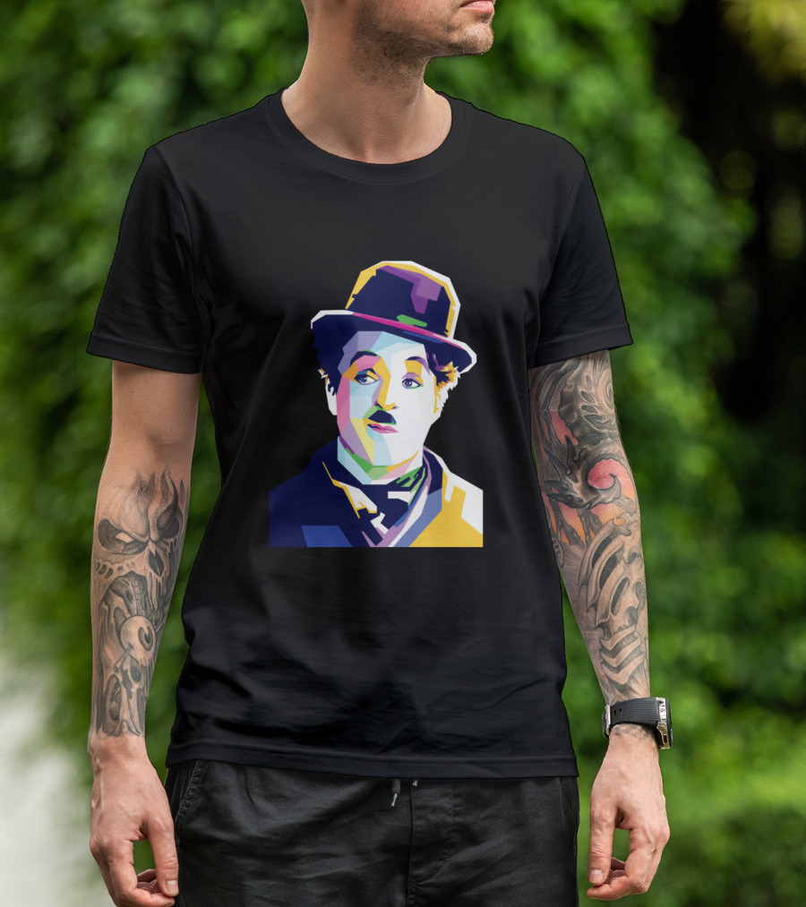Charlie Chaplin Colorful Geometric Style Pop T-Shirt