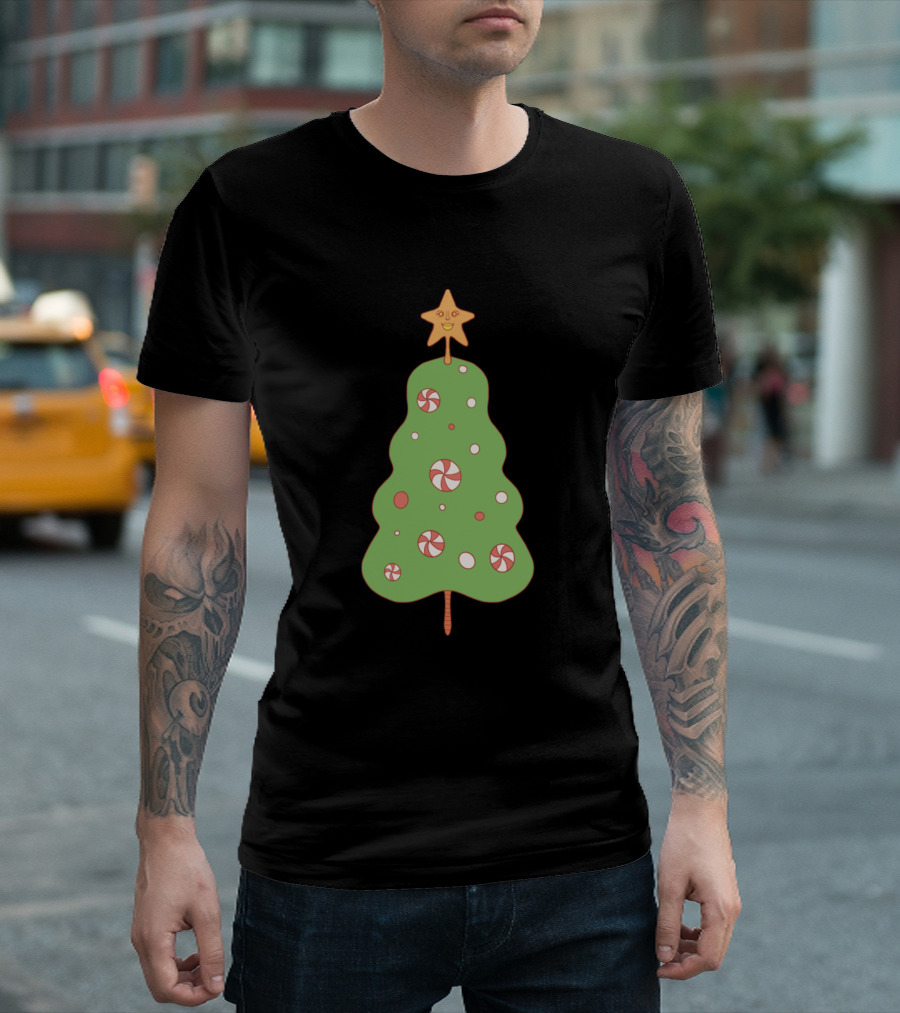 Christmas Peppermint Candy Tree With Star Topper T-Shirt