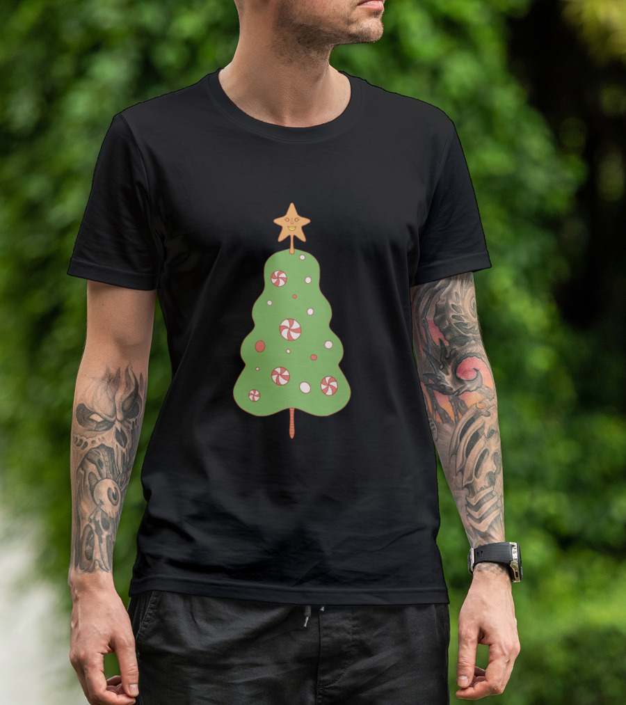 Christmas Peppermint Candy Tree With Star Topper T-Shirt
