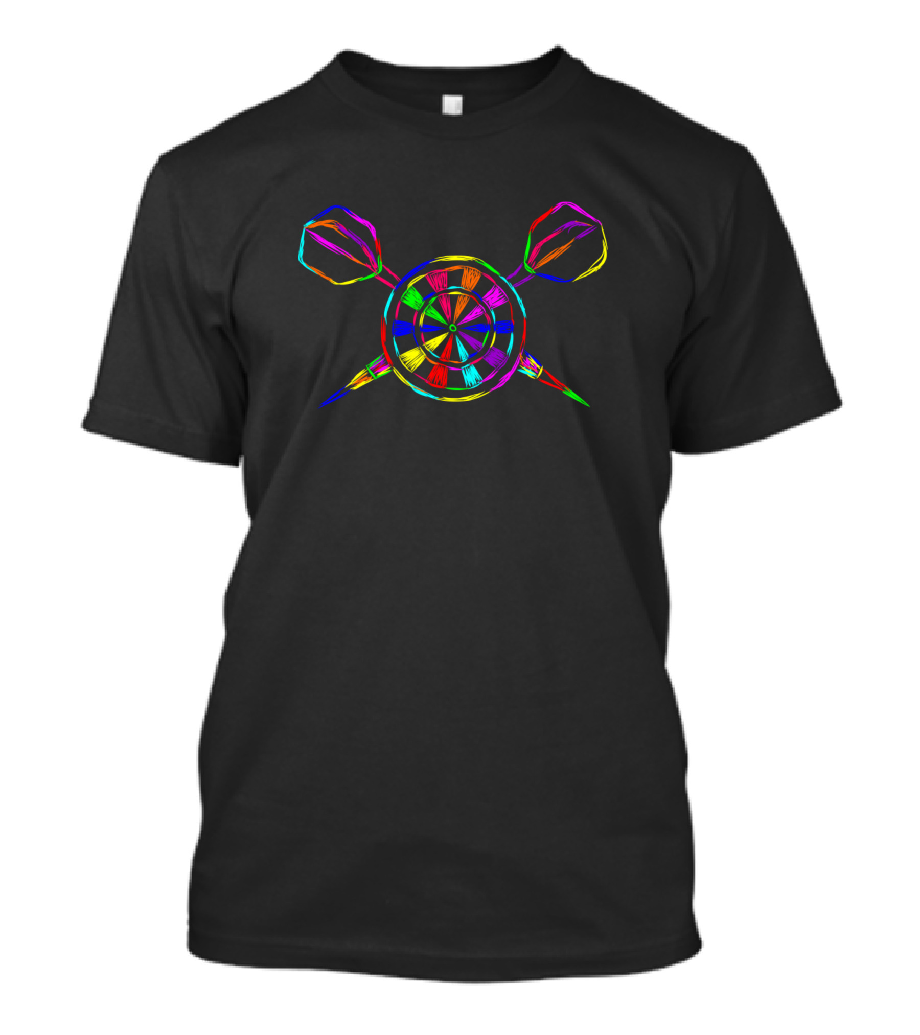 Colored Dartboard With Crossed Darts Neon T-Shirt