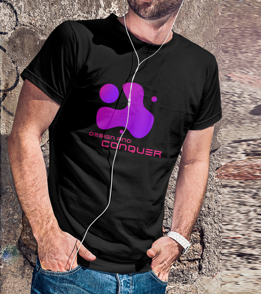 Design And Conquer Futuristic Abstract Purple Shape T-Shirt