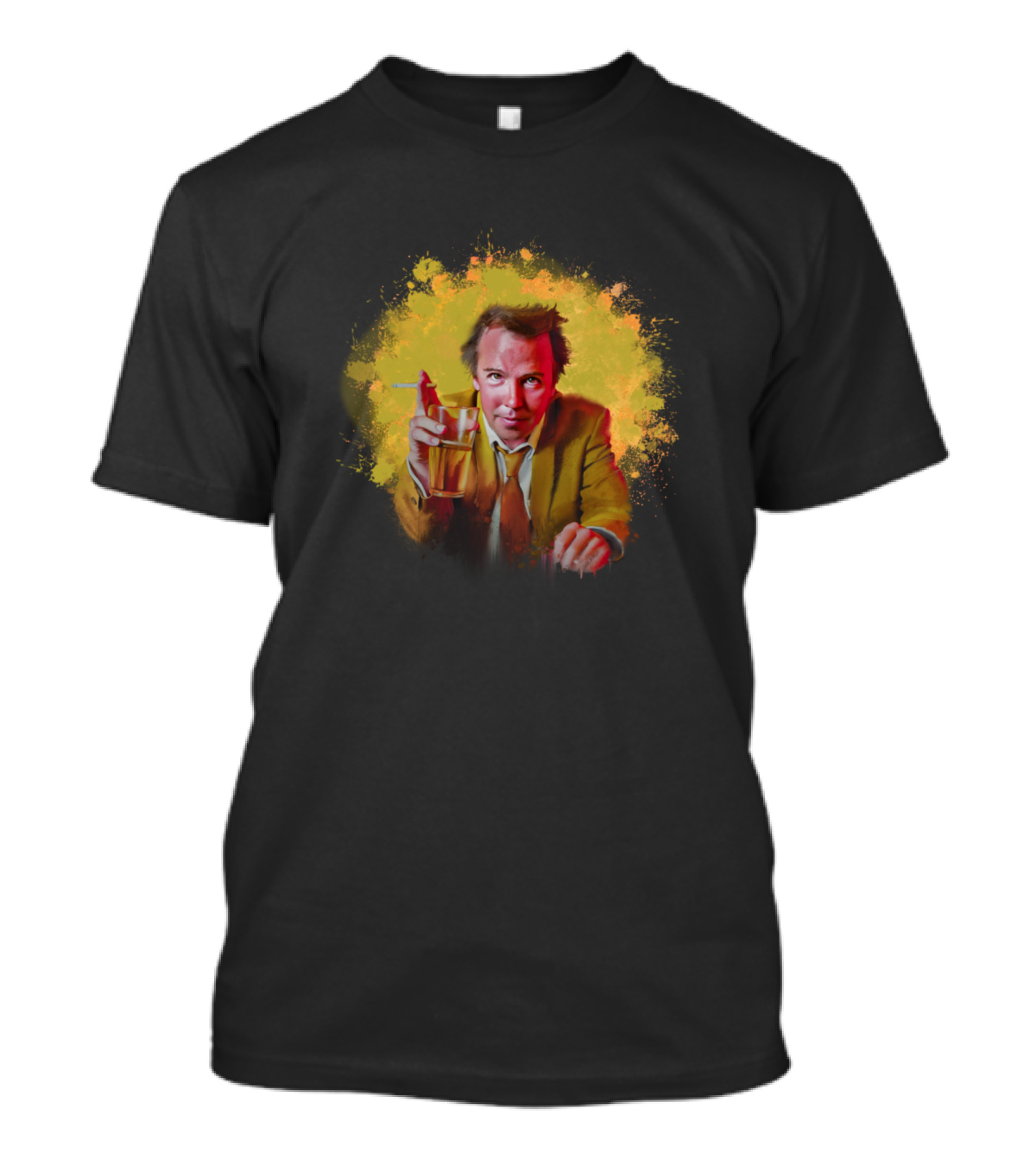 Doug Stanhope Holding Drink In Yellow Jacket Painting T-Shirt