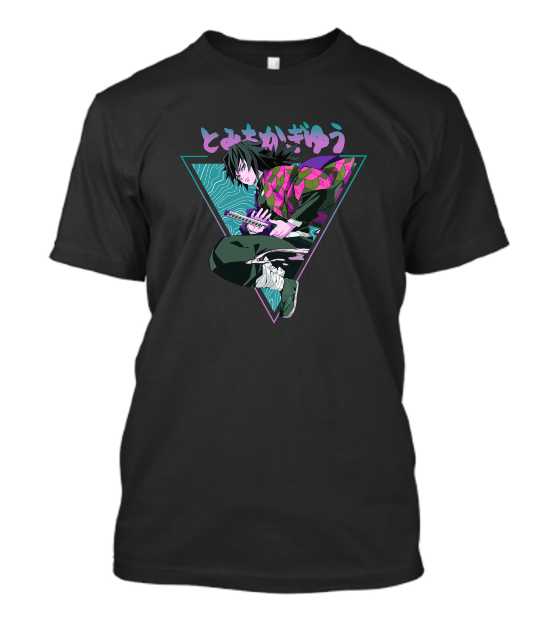 Giyu Tomioka Demon Slayer Kimetsu No Yaiba Retro Neon T-Shirt