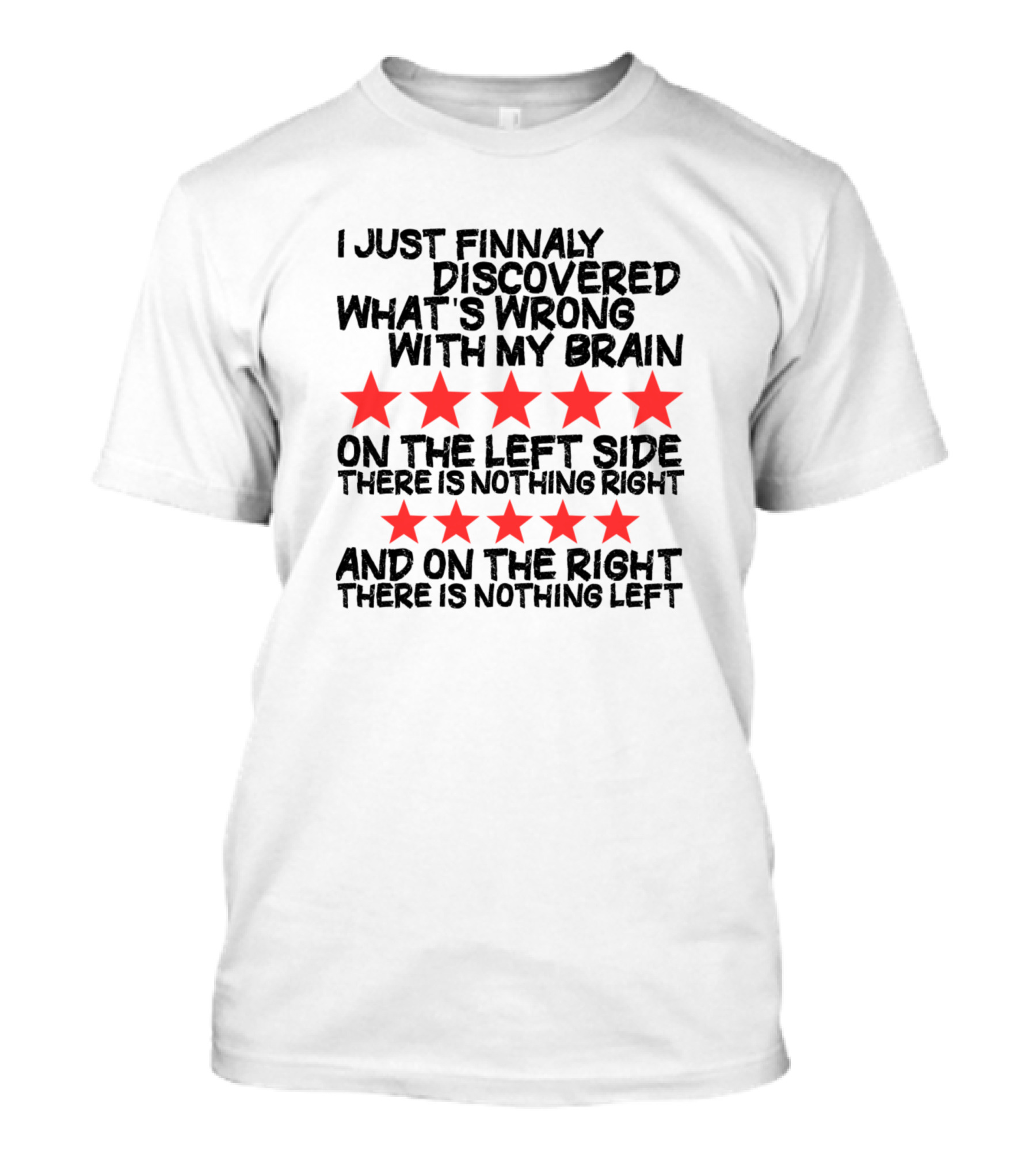 I Just Finally Discovered What's Wrong With My Brain On The Left Side There Is Nothing Right And On The Right There Is Nothing Left T-Shirt