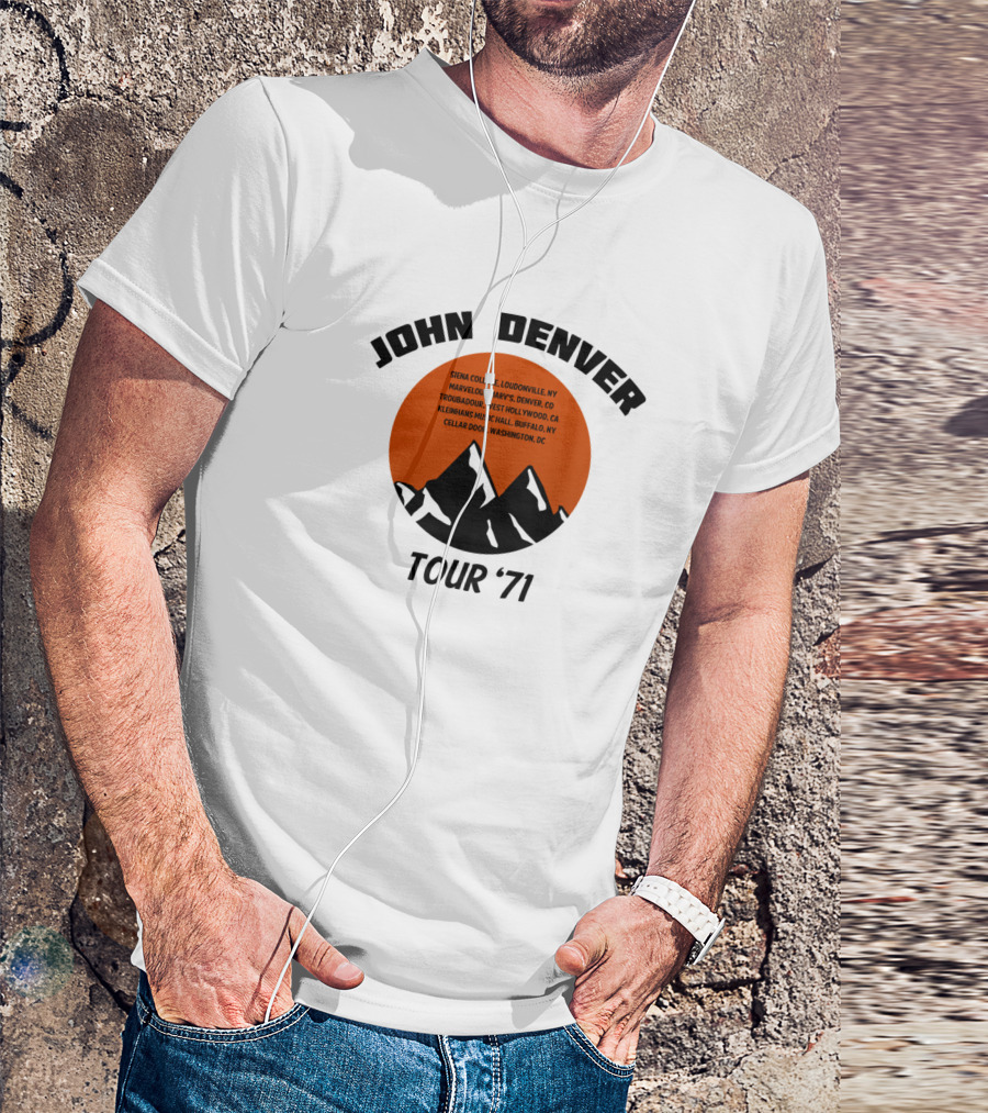 John Denver Tour '71 Siena College Mary Sol's Troubadour Kleinhans Cellar Door T-Shirt