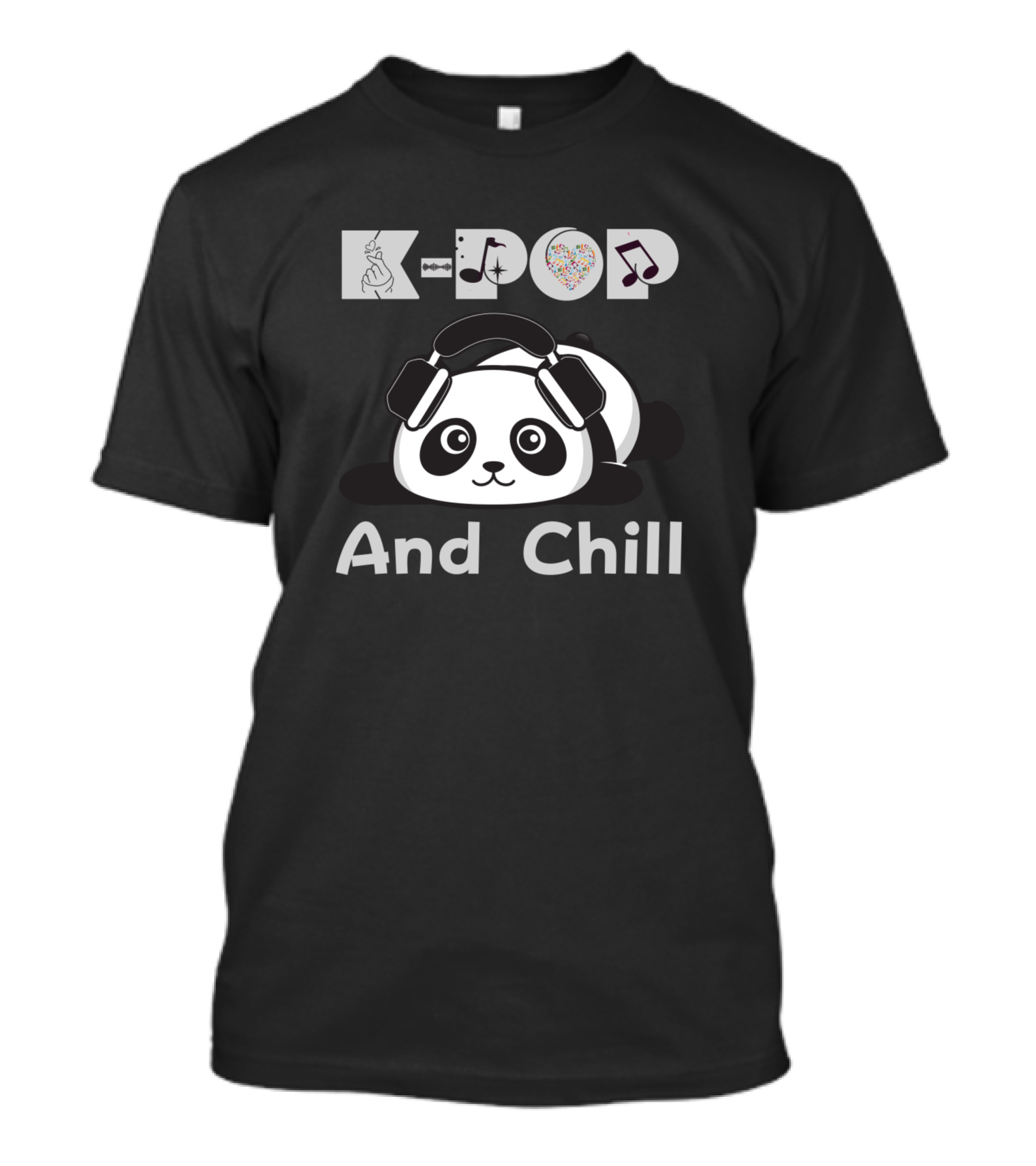 K Pop And Chill Cute Panda Headphones Kawaii T-Shirt