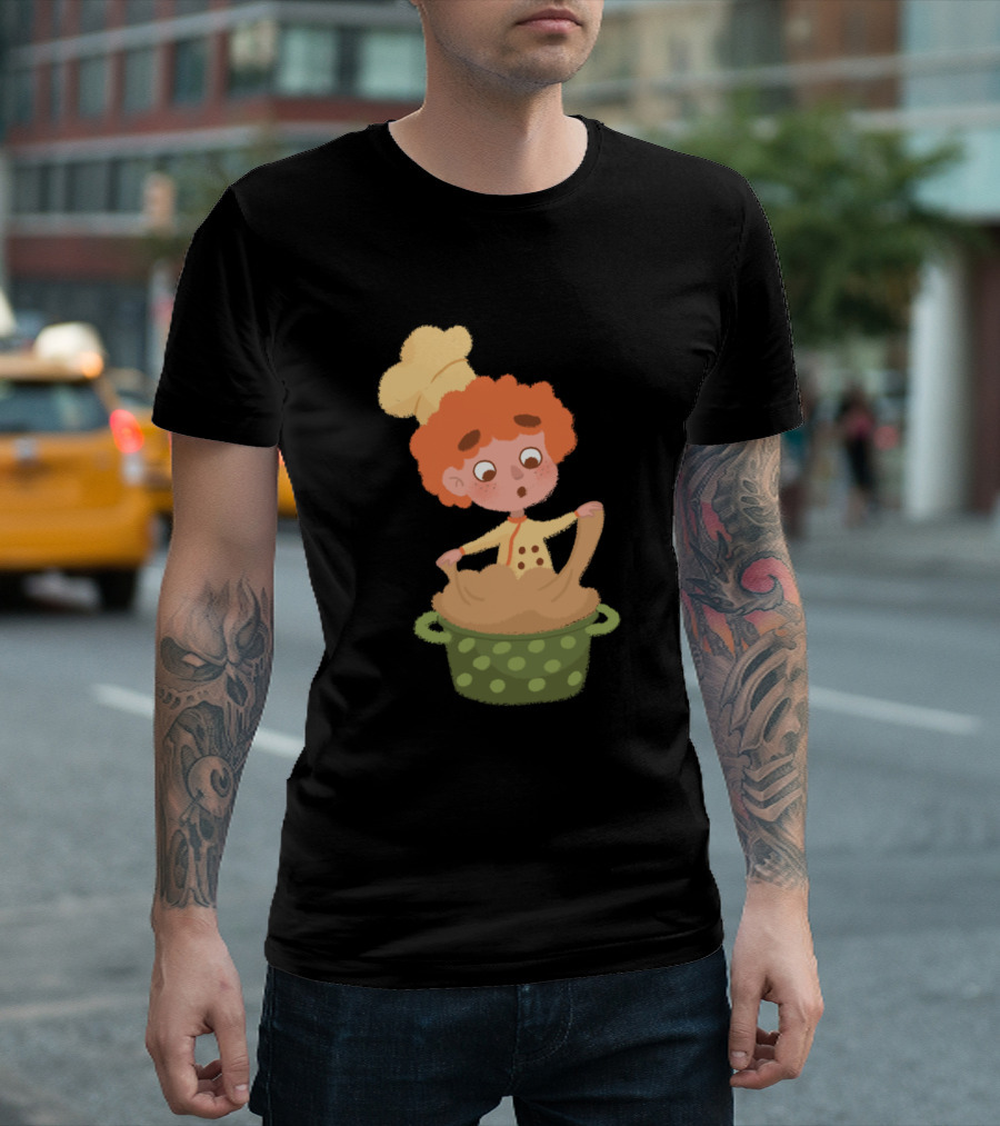 Little Baker With Dough In Polka Dot Pot T-Shirt
