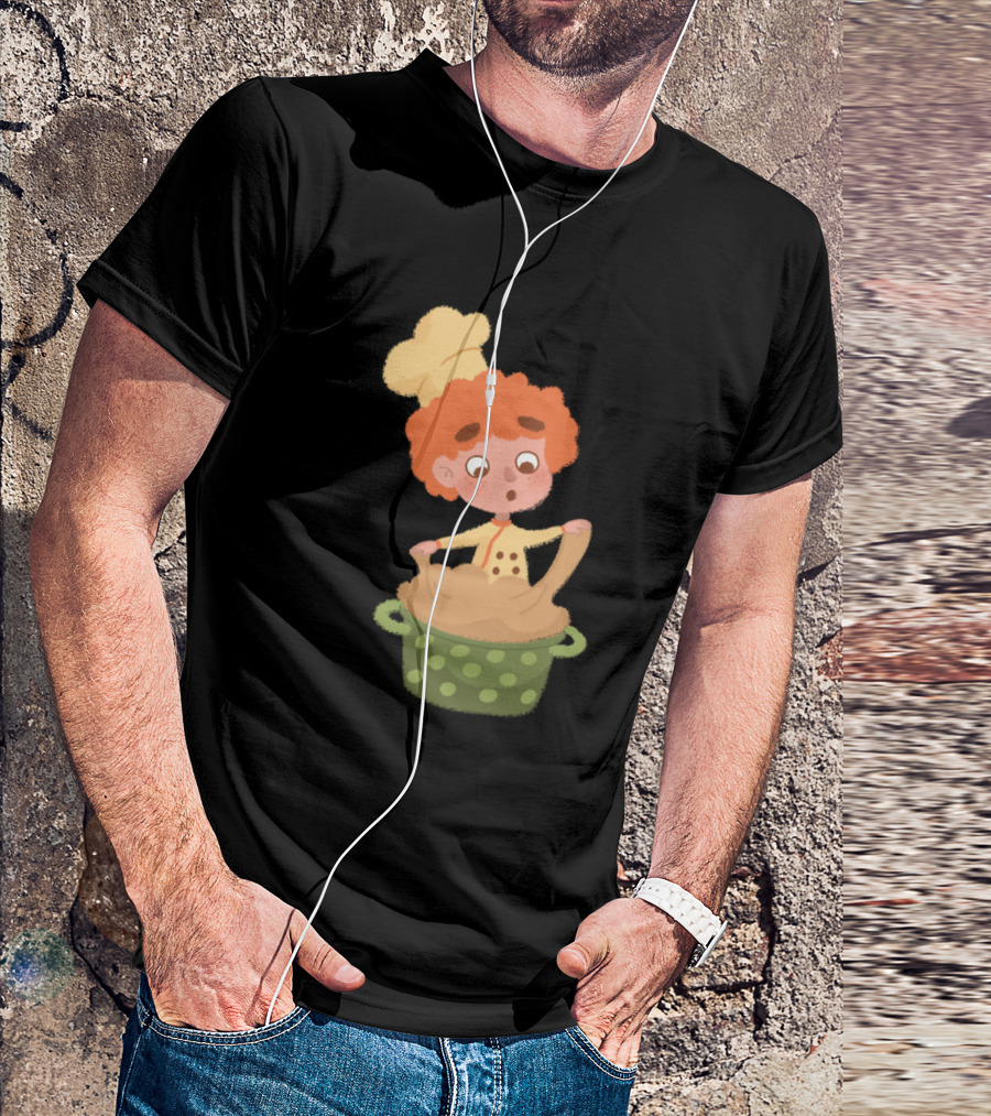 Little Baker With Dough In Polka Dot Pot T-Shirt
