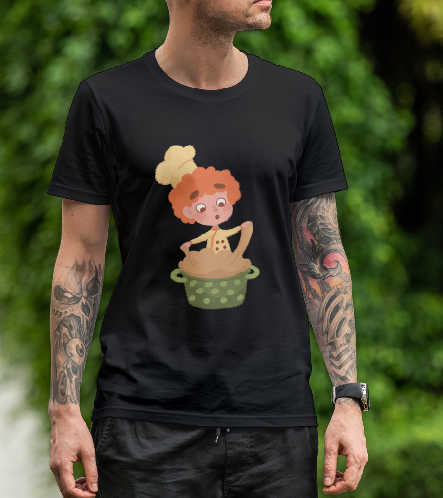 Little Baker With Dough In Polka Dot Pot T-Shirt