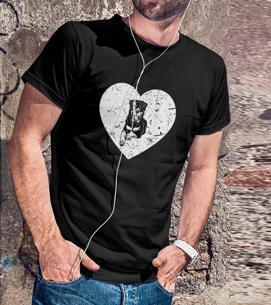 Love Rottweiler Dog Heart Shape Image T-Shirt