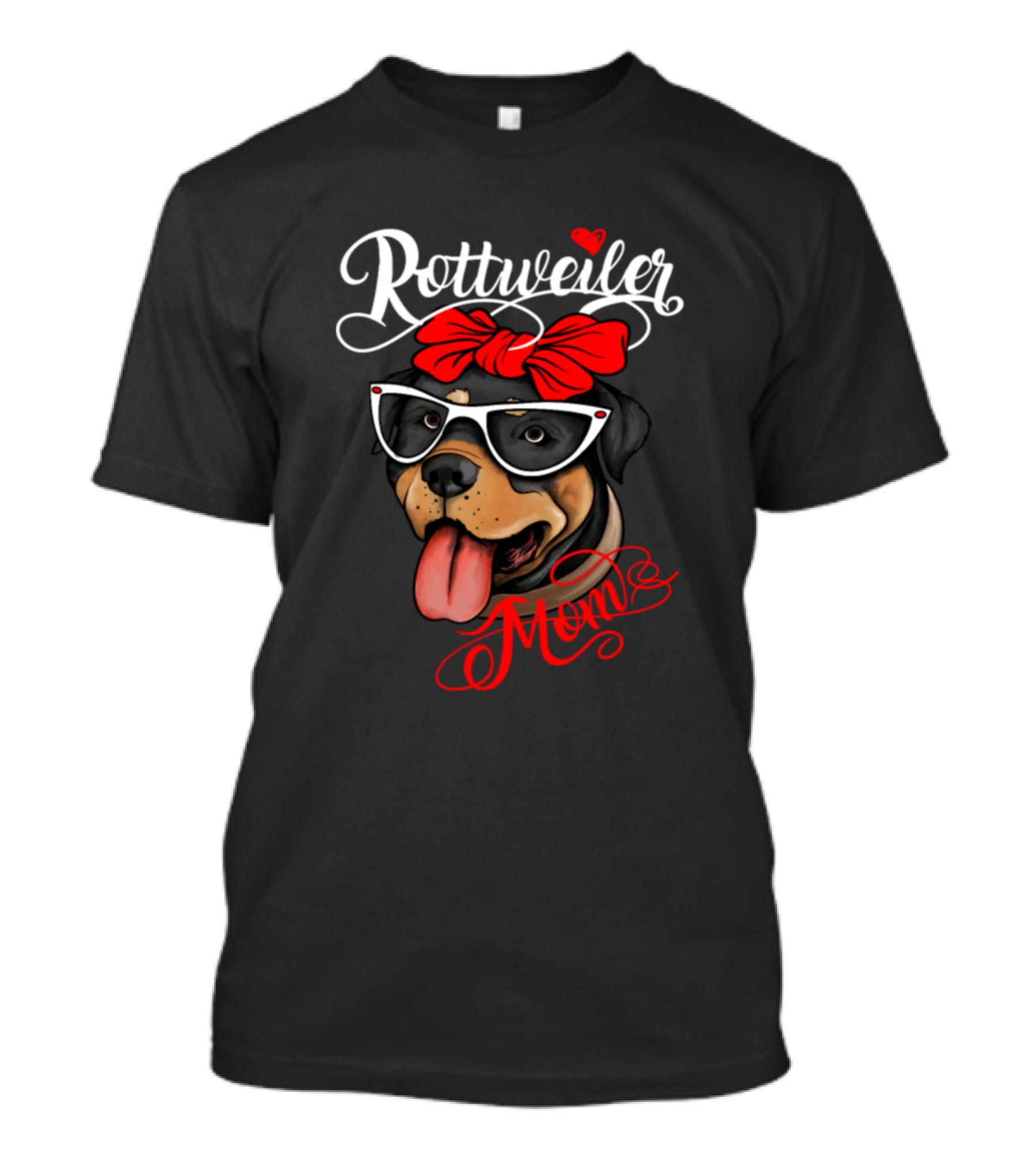 Rottweiler Mom With Heart And Bow Accessory T-Shirt